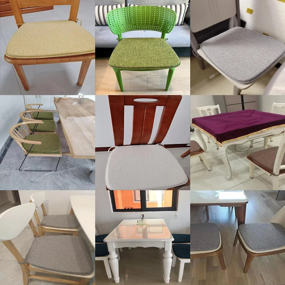 Cuscini per Sedie da Pranzo 45x42cm 40x38cm 38x35cm Schiuma Alta Densità per Esterno Interno Patio Ufficio 4 Pezzi