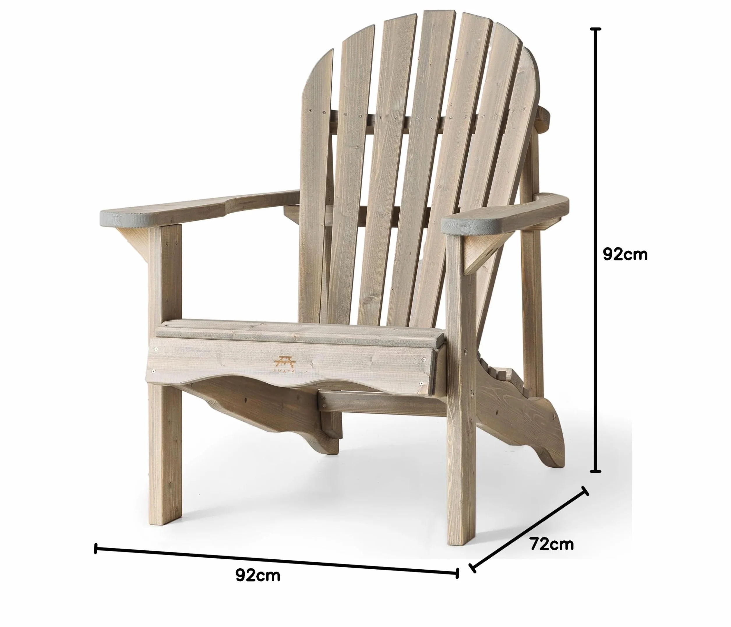 AMATA Sedia singola Adirondack per esterni, collezione UNGURS - Sedia in legno resistente alle intemperie per patio, cortile e giardino braciere - ergonomica e resistente, design senza tempo (grigio)