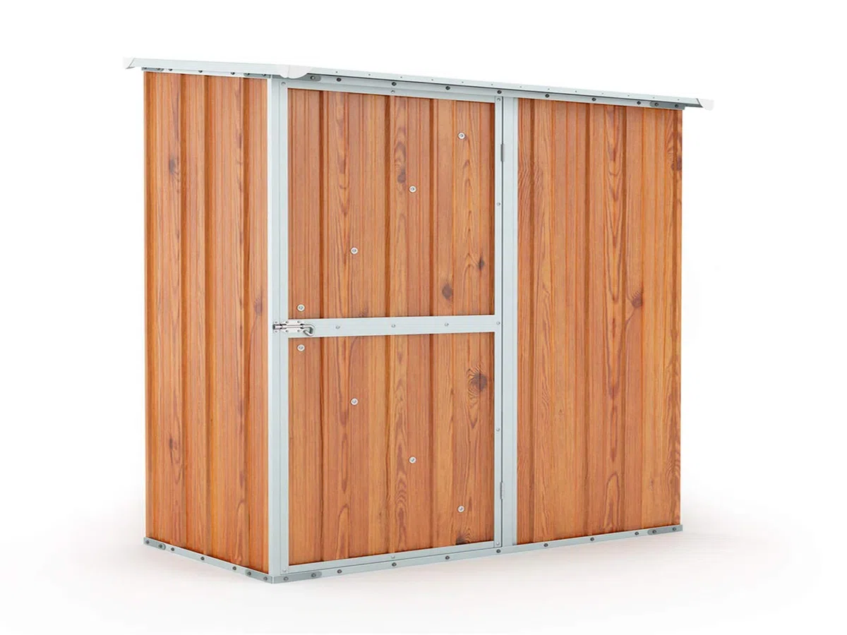 Box in Acciaio Zincato Casetta da Giardino in Lamiera 1.74 x 1.00 m x h1.82 m - 43 KG – 1,74 metri quadri (Finitura Legno)