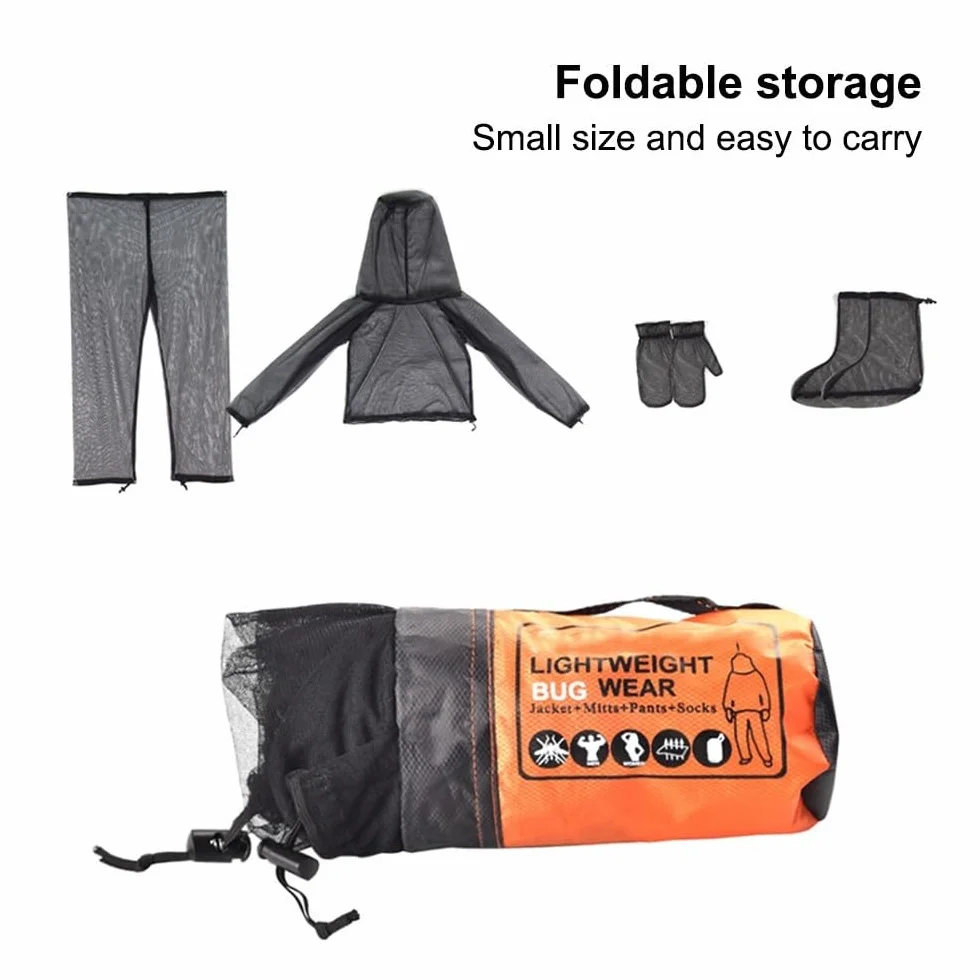 DONGKER Tuta Anti-zanzare per Pesca, 4 Pezzi Ultra-fine di Tuta Anti Mosquito Net Repellente Abbigliamento Traspirante, per Pesca Escursionismo Campeggio Agricoltura