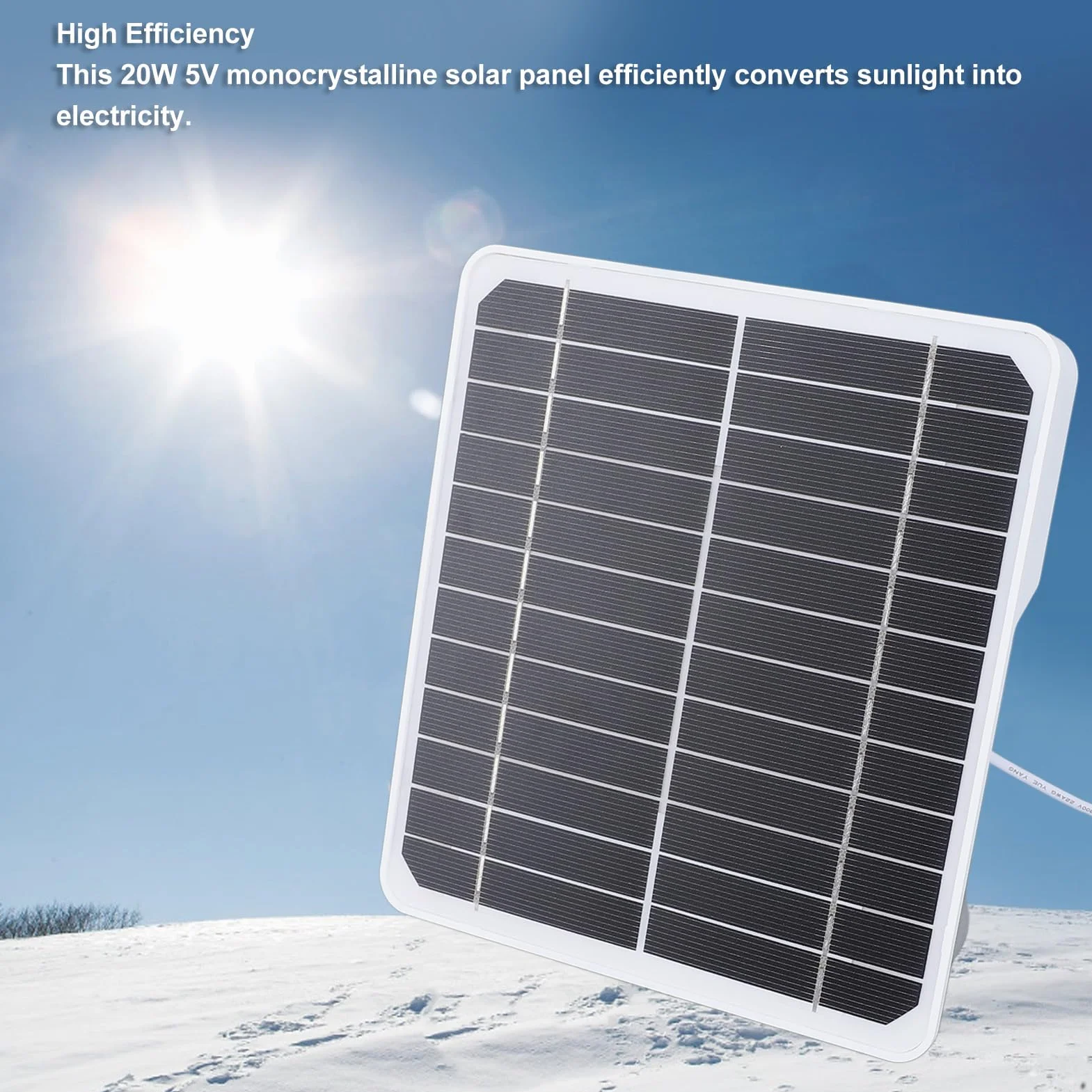 Pannello Solare 20W 5V IP68 Esterno per Telecamere di Sicurezza con Cavo 3m Staffa Regolabile
