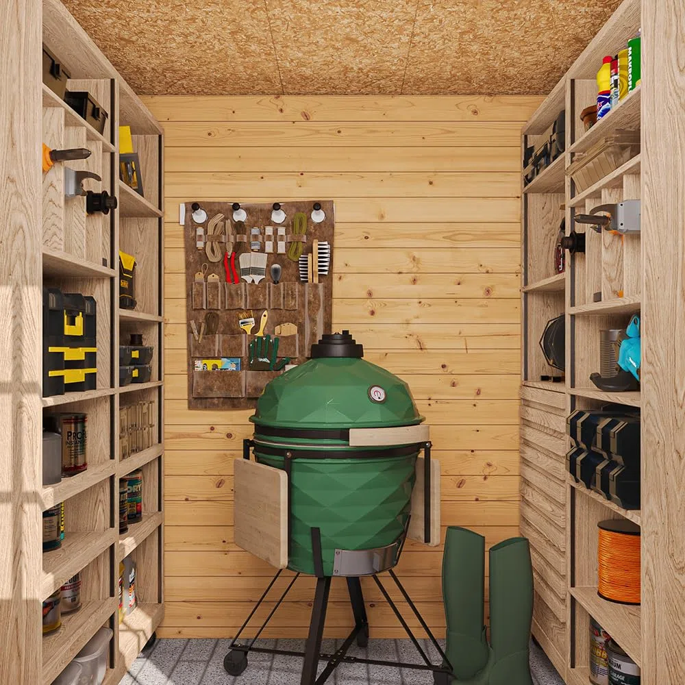 TIMBELA M309C+M309G Casetta da Giardino in Legno per Esterni CON PAVIMENTO TRATTATO - A200x204x204 cm/3.53 m2 - Piccola Casetta in Legno, Rimessa Attrezzi, Deposito Bici