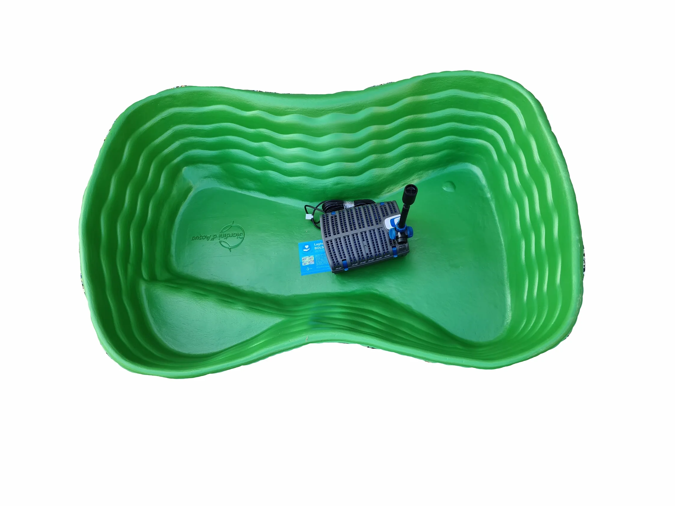 Laghetto da Giardino Preformato 600 Lt Kit Vasca Verde Mod Bolsena + Filtro interno , misura vasca 178×130×45 per Pesci, Tartarughe, Ninfee, Piante Palustri e Stagni Artificiali da Esterno