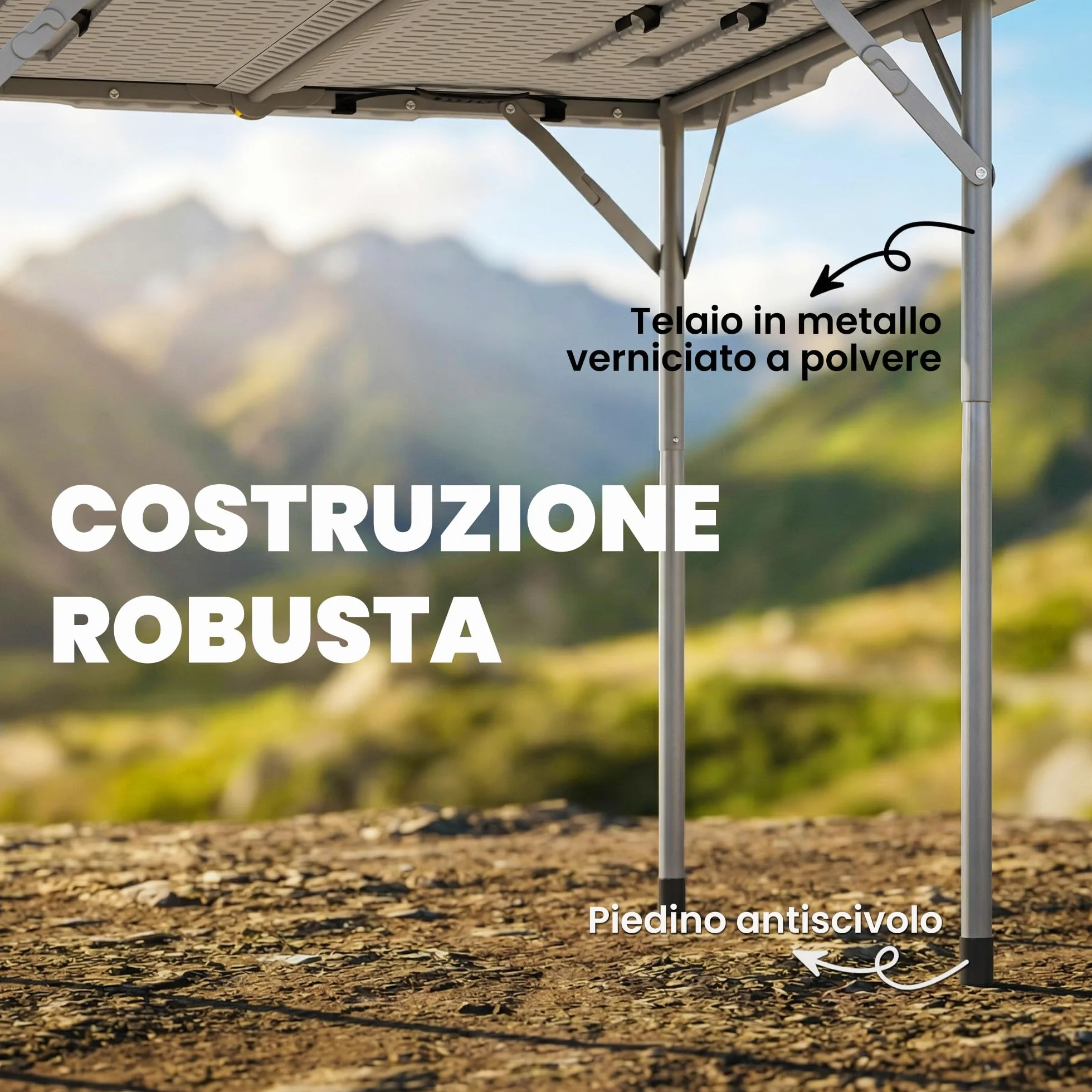 Outsunny Tavolo da Campeggio Pieghevole Quadrato 86x86x74 cm Bianco