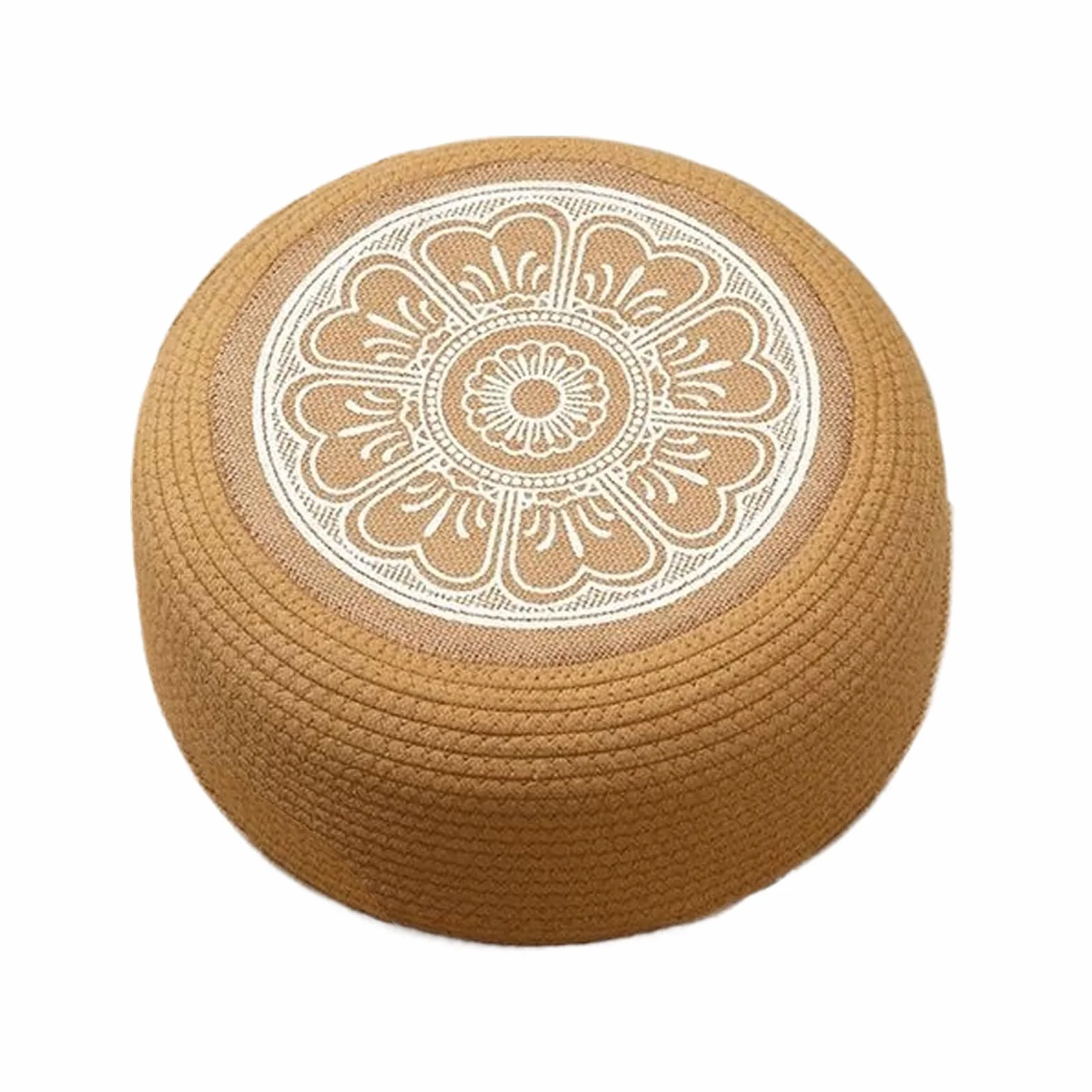Pouf in rattan, impermeabile per esterni, 40 x 40 x 20 cm, design resistente, cuscino da pavimento in tatami intrecciato a mano per giardino rilassato, poggiapiedi versatile e seduta extra