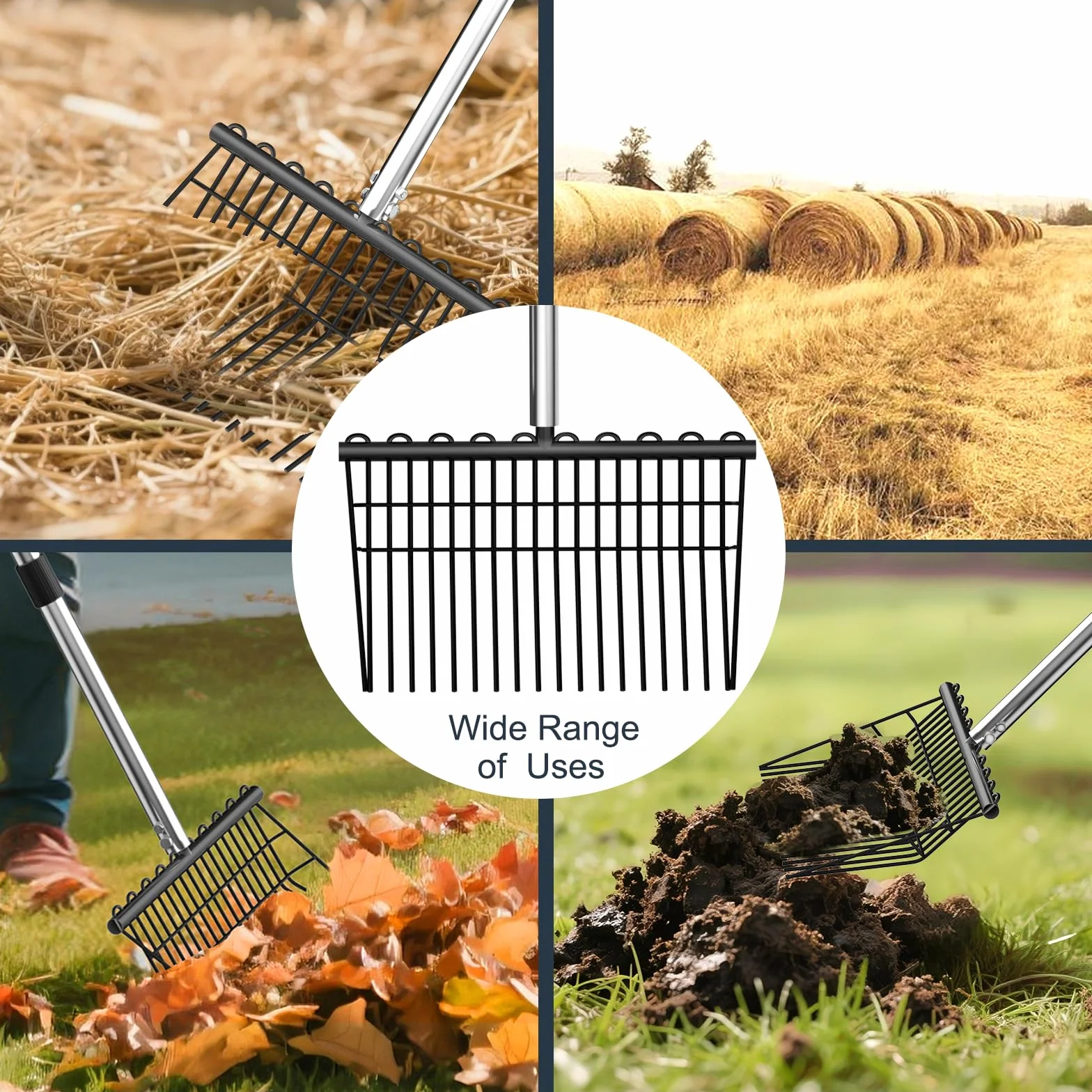 Falcetto in acciaio - Robusto falcetto per letame e fieno - Ideale per letame equino, fieno, foglie e compost - Versione pesante con manico in legno ergonomico - Falcetto per stalla, pascolo e lavoro