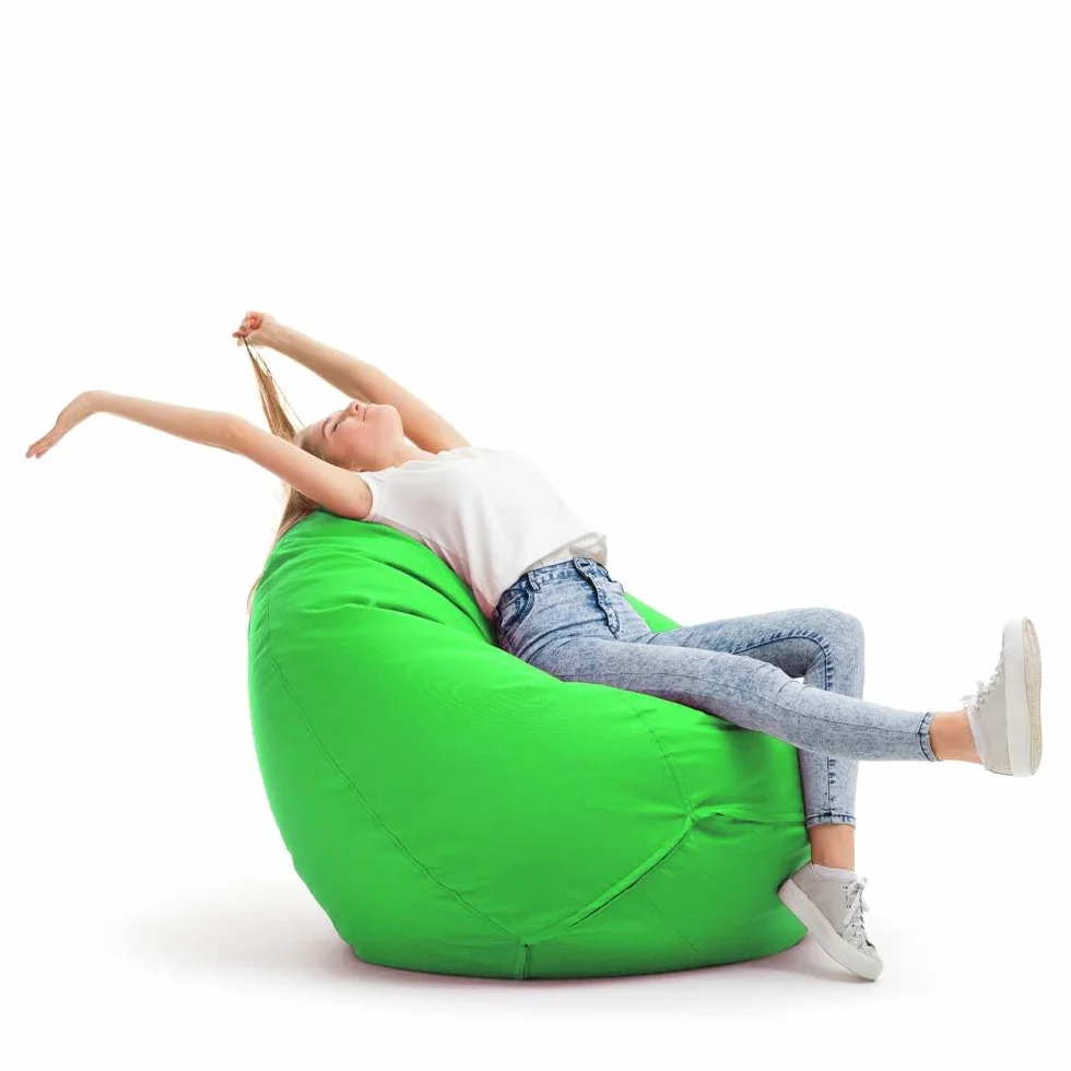 Bruni Classico L Verde – Pouf Sacco XXL, Bean Bag a forma di goccia, fodera lavabile, puff per adulti