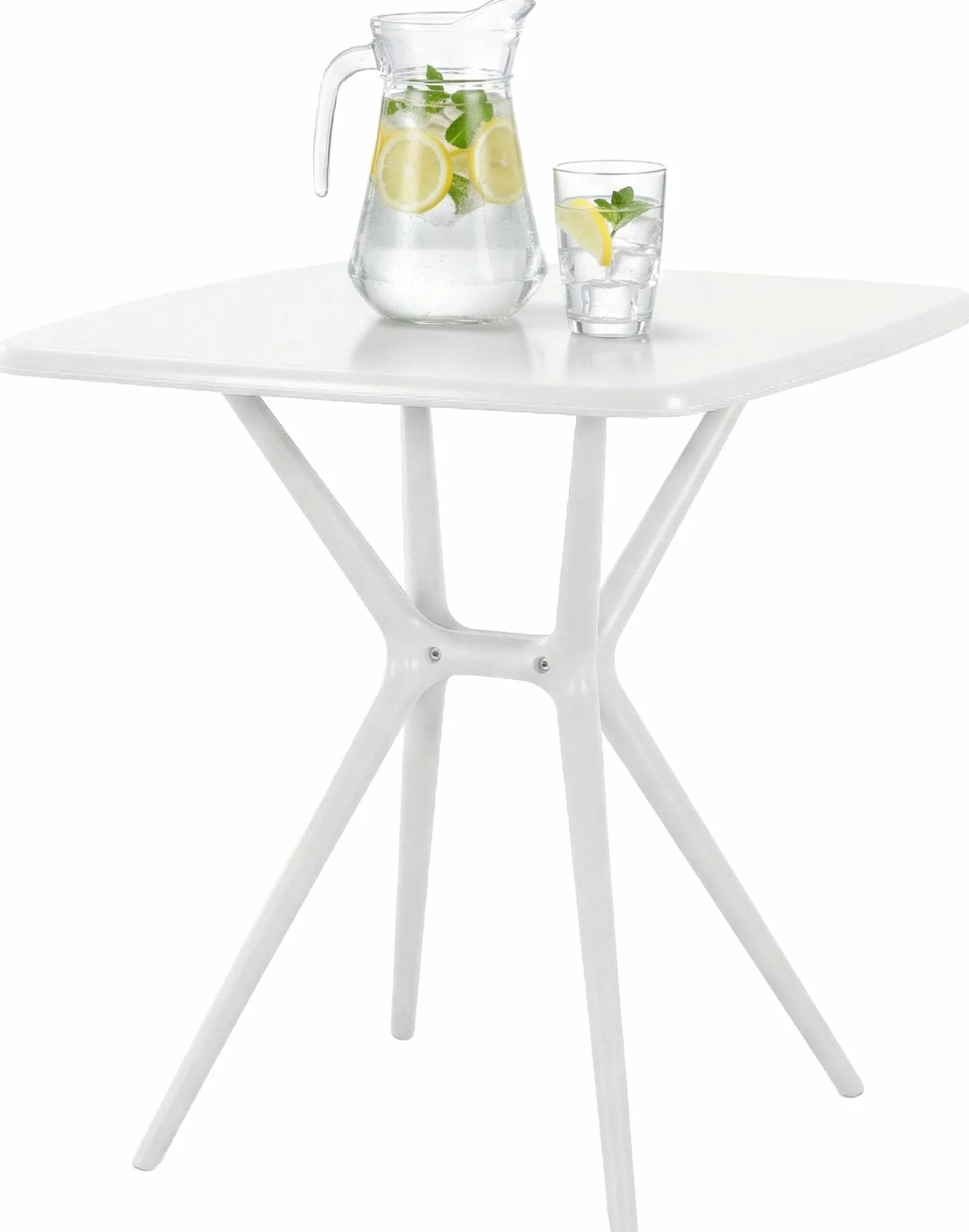 CLP Tavolo da Giardino Becky Resistente alle intemperie, Tavolo bistrot Quadrato 72x72 cm, Balcone in Polipropilene Anti UV, Colore:Bianco