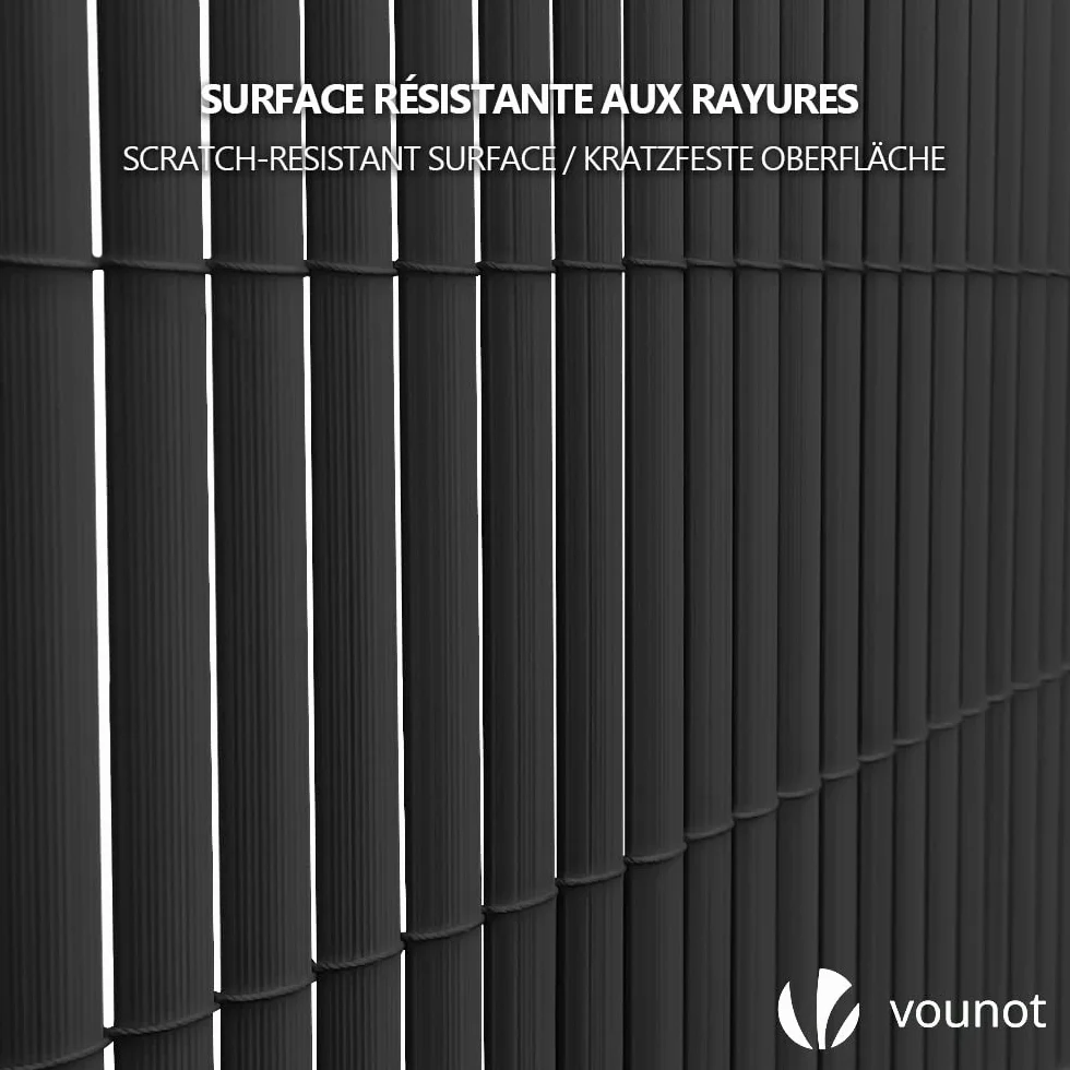 VOUNOT® Canniccio PVC Frangivista Recinzione 80 x 500 cm, Arella Doppia Schermo Privacy Paravista, Resistente ai Raggi UV Resistente alle Intemperie, Protettivo per Giardino, Balcone, Terrazza, Grigio
