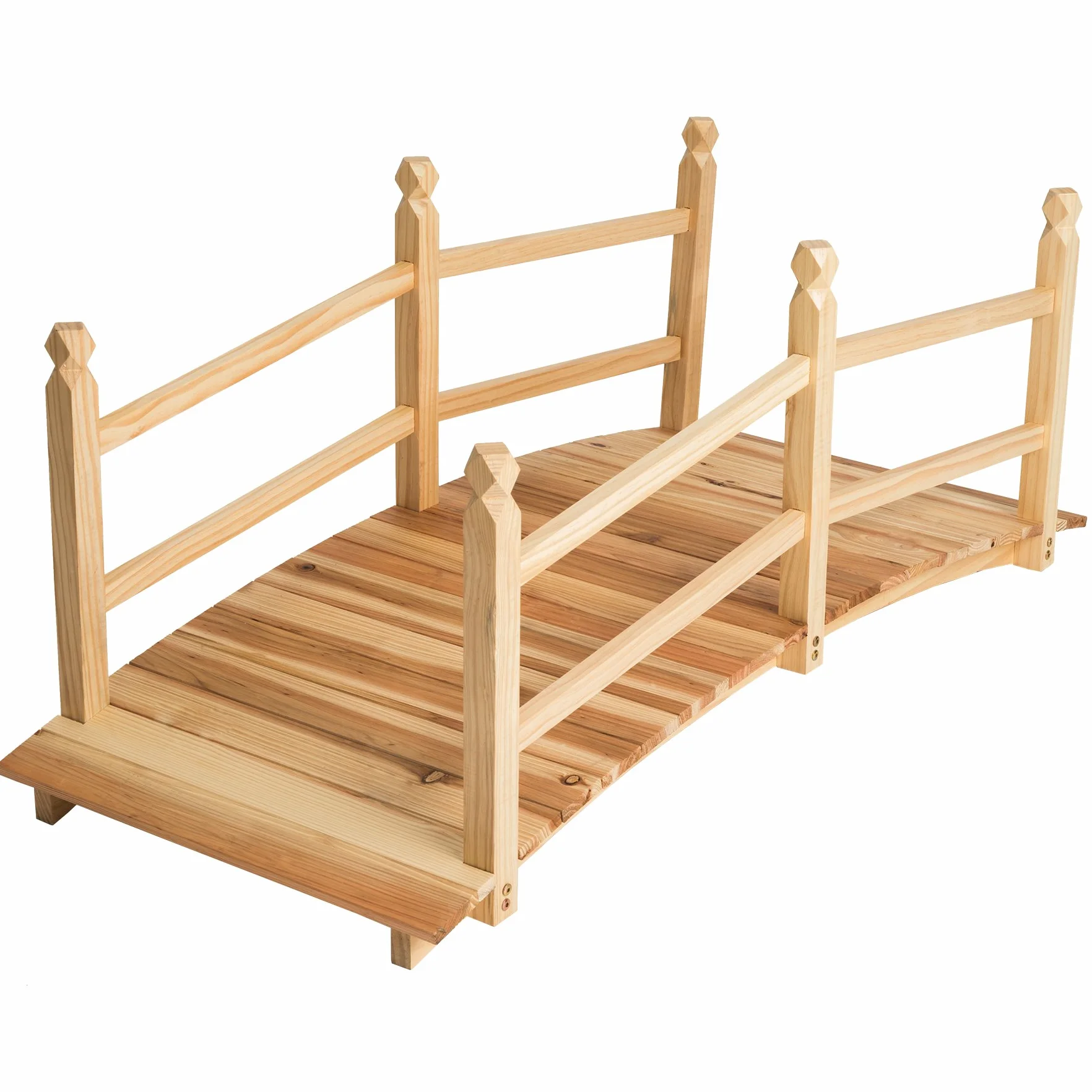 tectake® Ponte da Giardino con Ringhiera in Legno 137x58x58cm, Ponticello Esterno capacità Max 150 kg, Passerella Design arcuato, Decorazioni in Legno, Ideale Arredo Giardino, Laghetto - Marrone