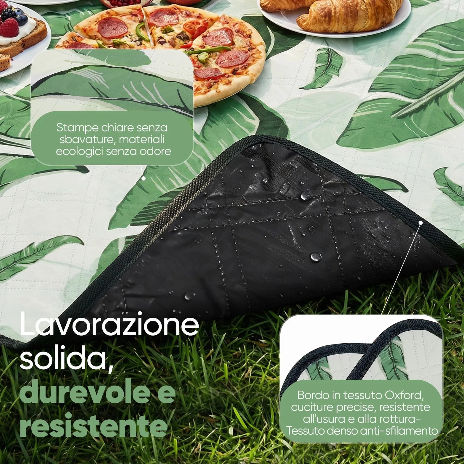 Sekey Coperta Picnic Impermeabile Grande 200x300 cm Antisabbia Imbottita PEVA per Picnic, Camping, Spiaggia