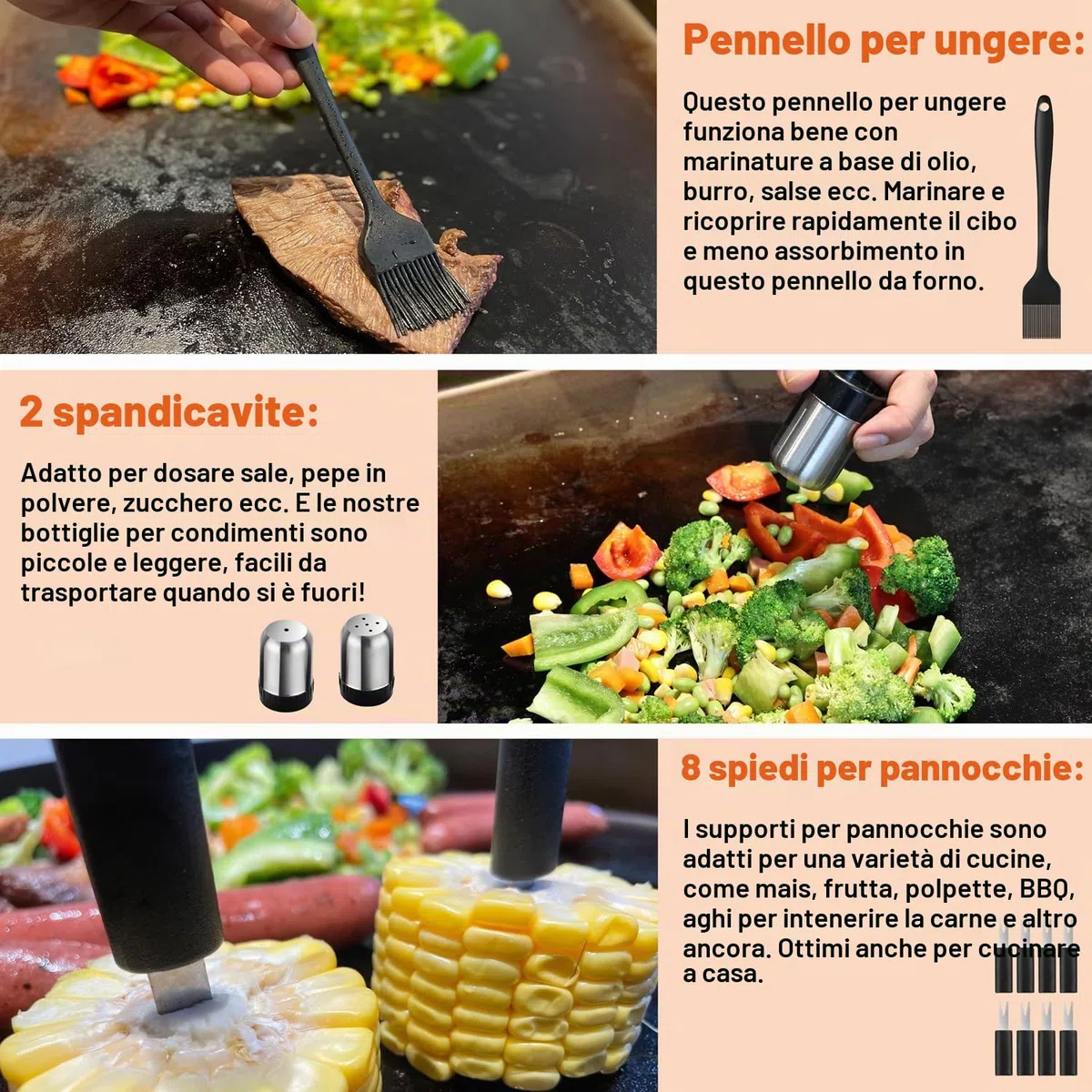 N NOBLE FAMILY 38PCS Kit di Accessori Barbecue, Professionali per Set Spatola Barbecue all'aperto, Spatola per Barbecue per Piastra in Acciaio Inossidabile con Pinze, Pressa per Hamburger, Borsa