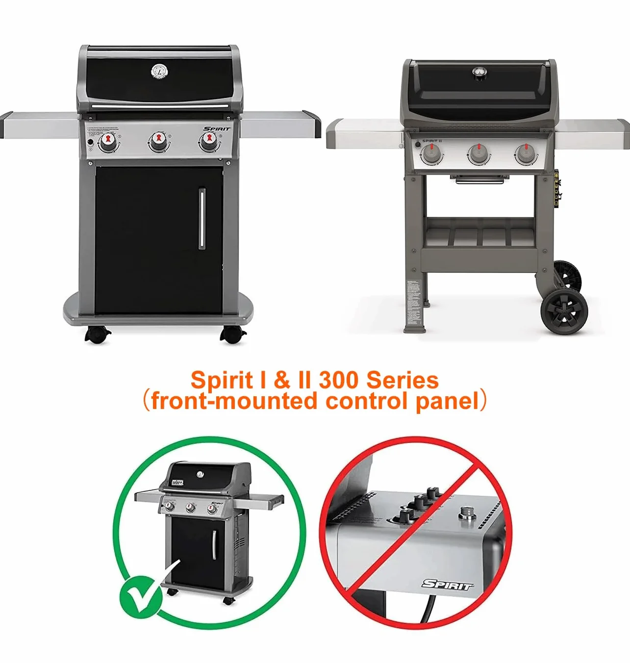 onlyfire Porcellana Smaltata Barre Flavorizer Aromatizzazione per Weber Spirit I&II 300 Serie Gas Grill (Pannello di Controllo Montato Frontalmente)-7636
