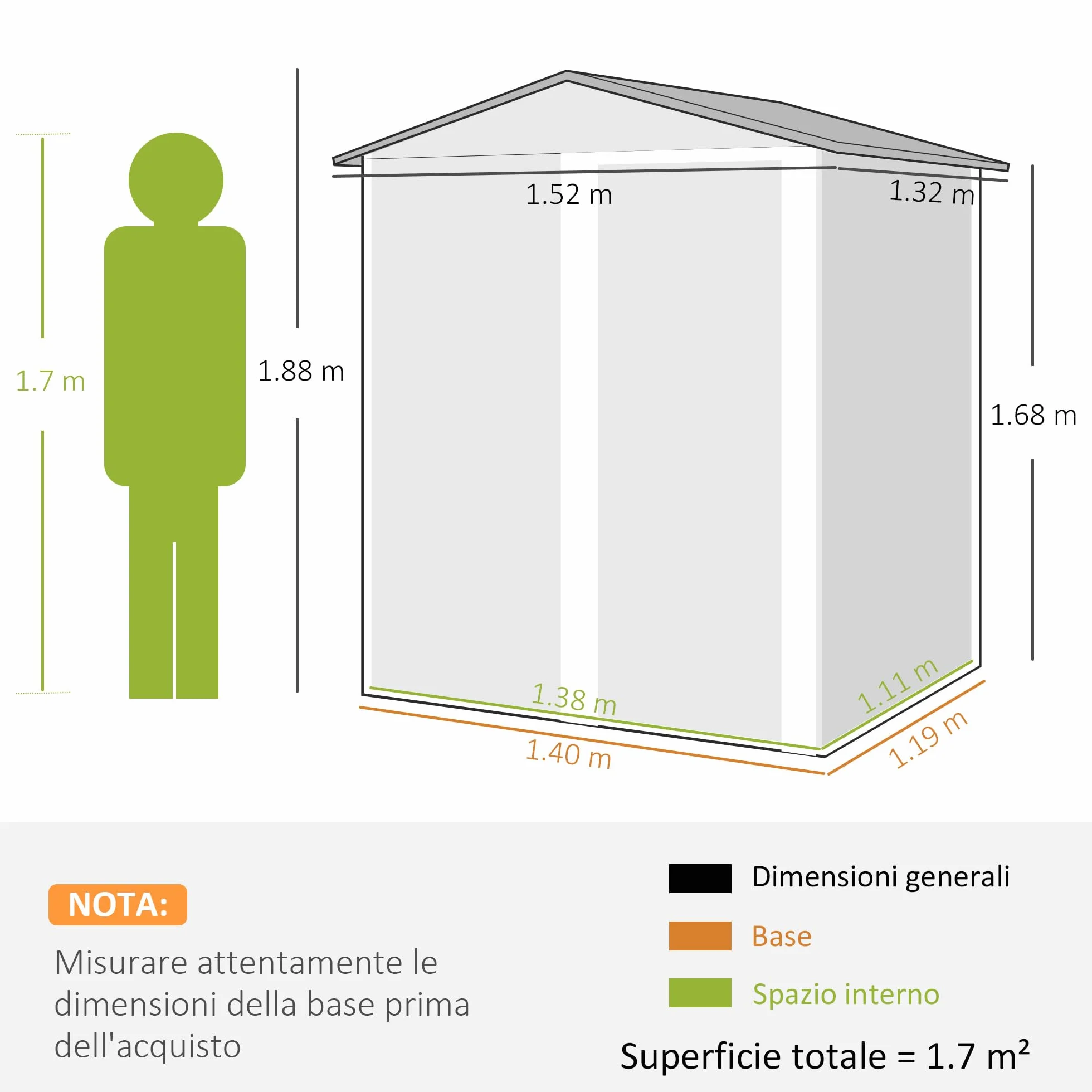 Outsunny Casetta da Giardino 1.7m² in Acciaio Zincato con kit Fondazione, Capanno da Giardino Porta Attrezzi con Tetto Inclinato, 4 Prese d'Aria, Porta Scorrevole, 152x132x188 cm, Grigio Scuro