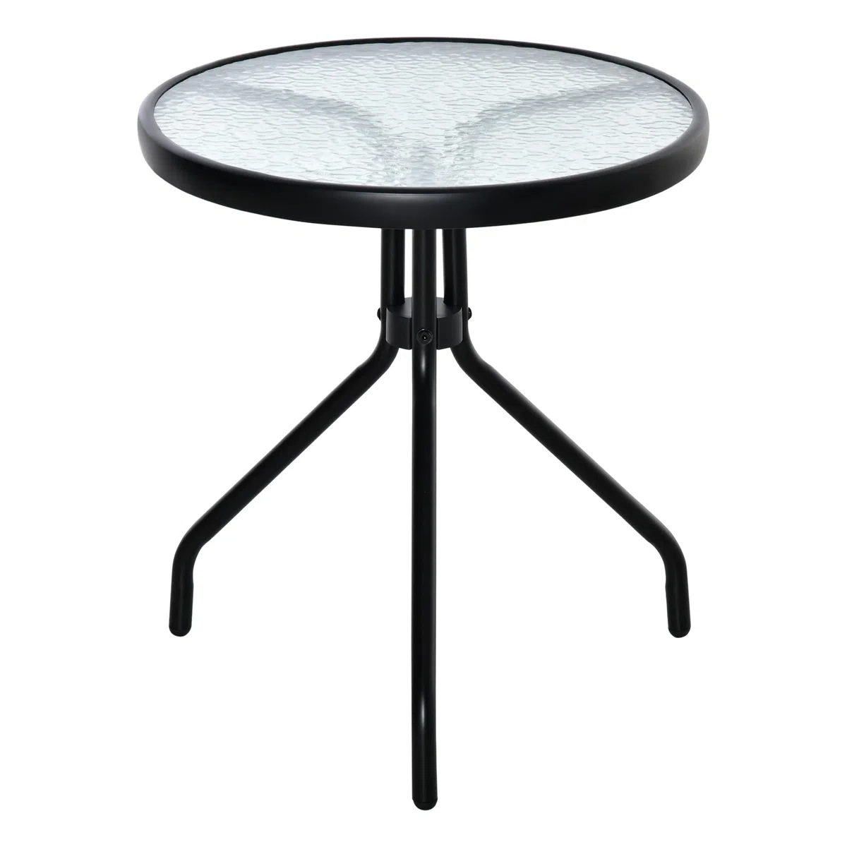 Outsunny Tavolino da Giardino Rotondo in Vetro Φ50x55cm Nero