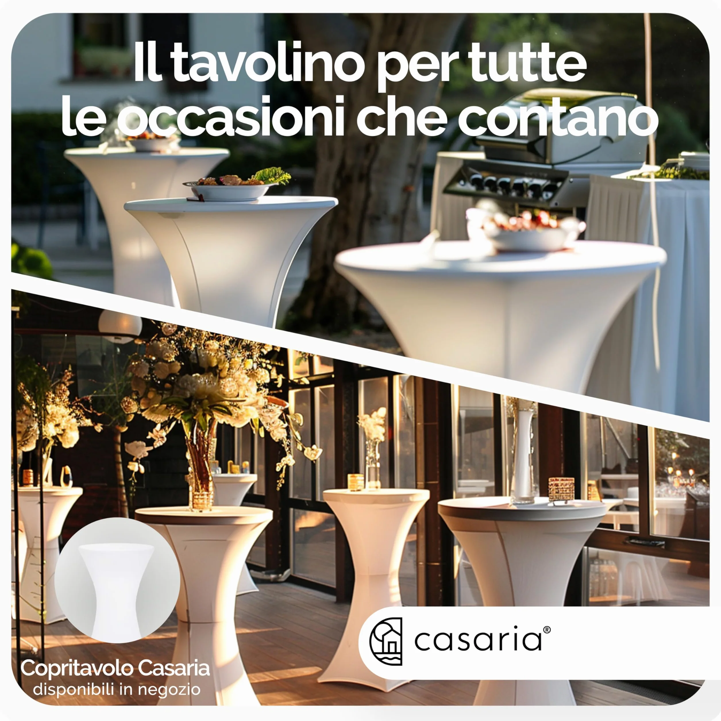 Casaria® Set 2 Tavoli da Bar Pieghevoli 110cm Ø 60cm Tavolino Appoggio Tavolo da Cocktail Alto Rotondo Giardino Bianco