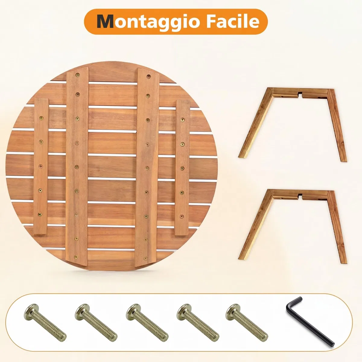 COSTWAY Tavolino da Esterno Compatto in Legno, 35x35x43 cm, Portata 75 kg