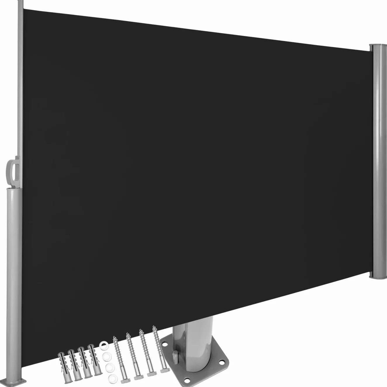 Tenda Frangivento a Scorrimento Paravento Estraibile Esterno 200x300 cm Nero