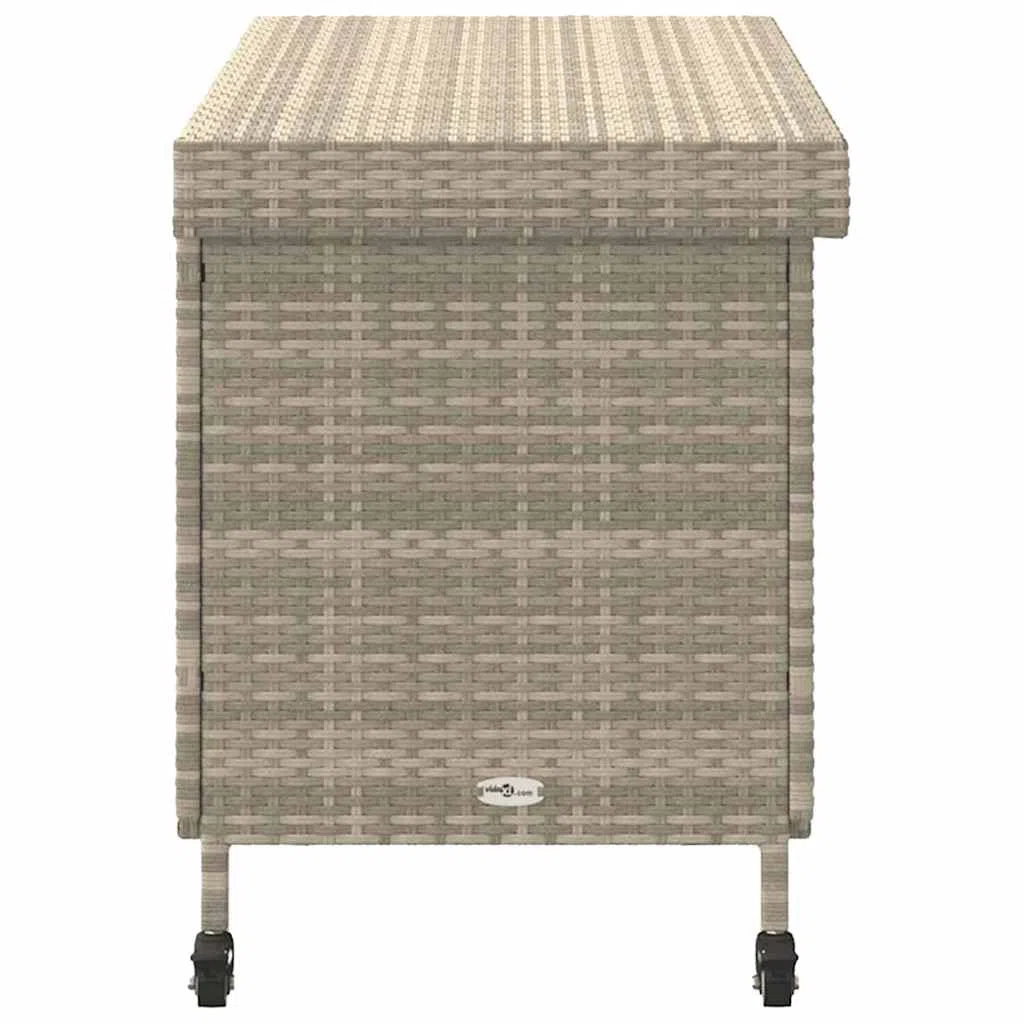 Generico Contenitore da Giardino con Ruote Grigio Chiaro Polyrattan,Cassapanche da Esterno,4103830