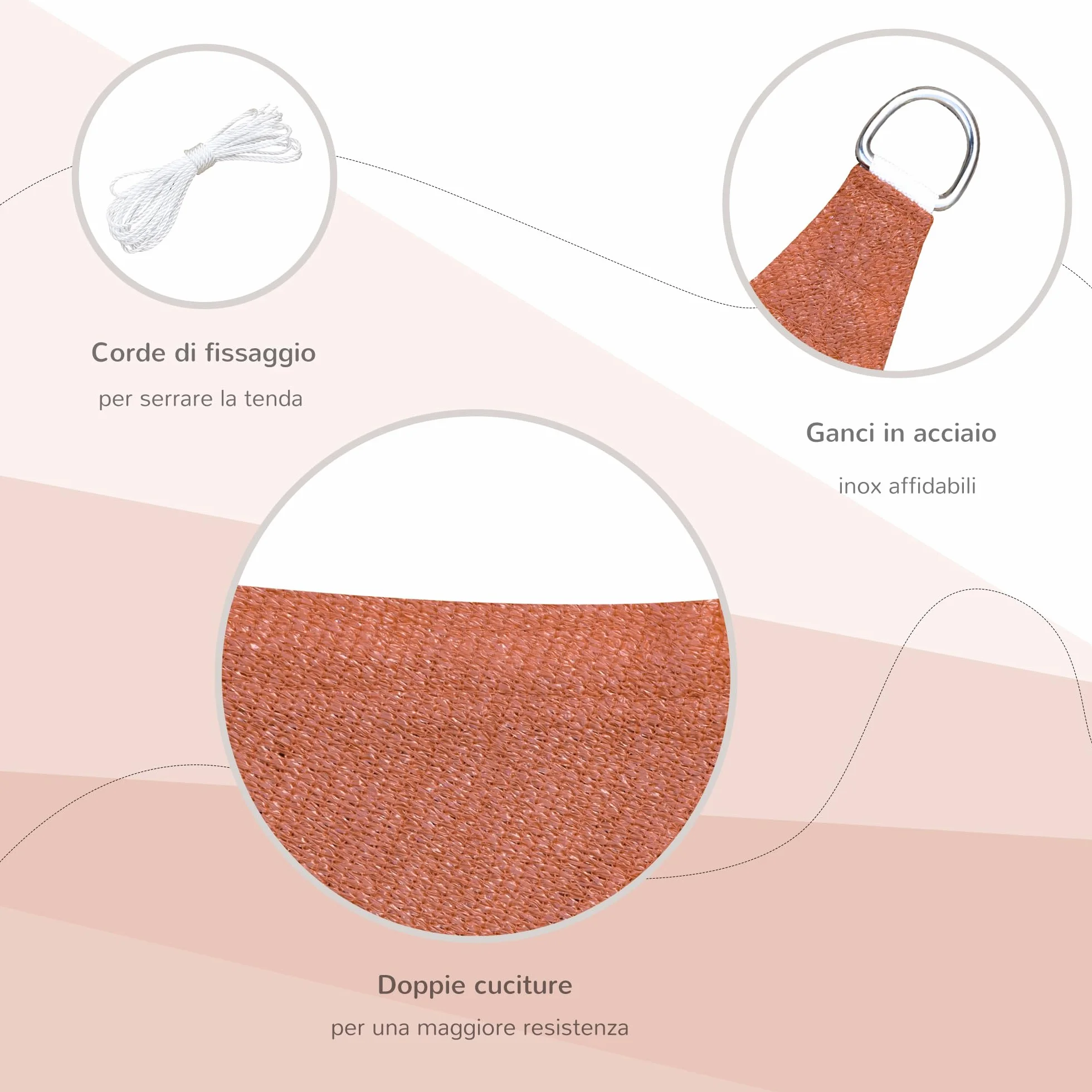 Outsunny Tenda a Vela Parasole Rettangolare Tenda da Sole Protezione Raggi UV in PE 4 x 6m, Rossa
