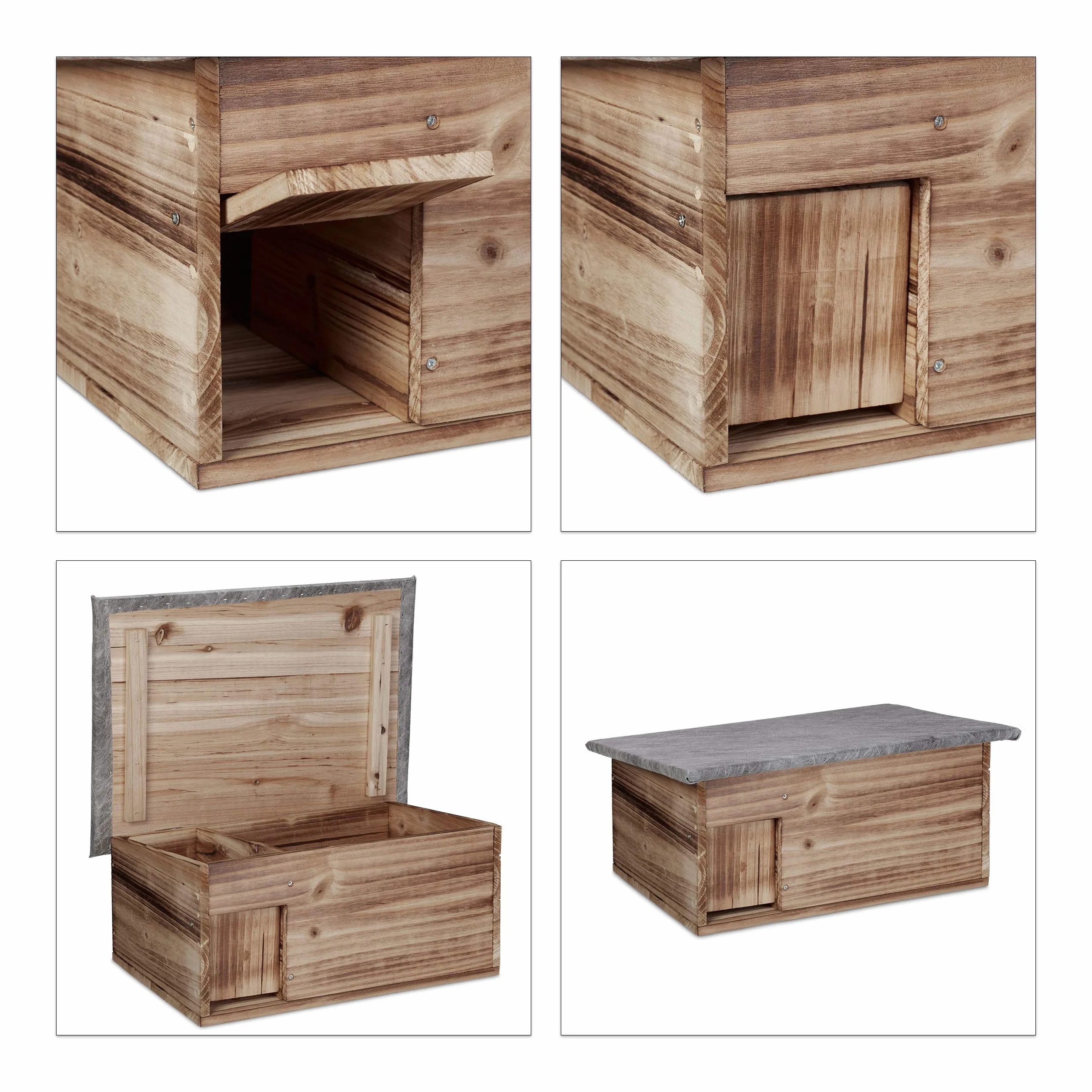 Relaxdays Casetta per Ricci, Resistente alle Intemperie, Riparo dai Predatori, Rifugio per Roditori, 21x46x34, Fiammato