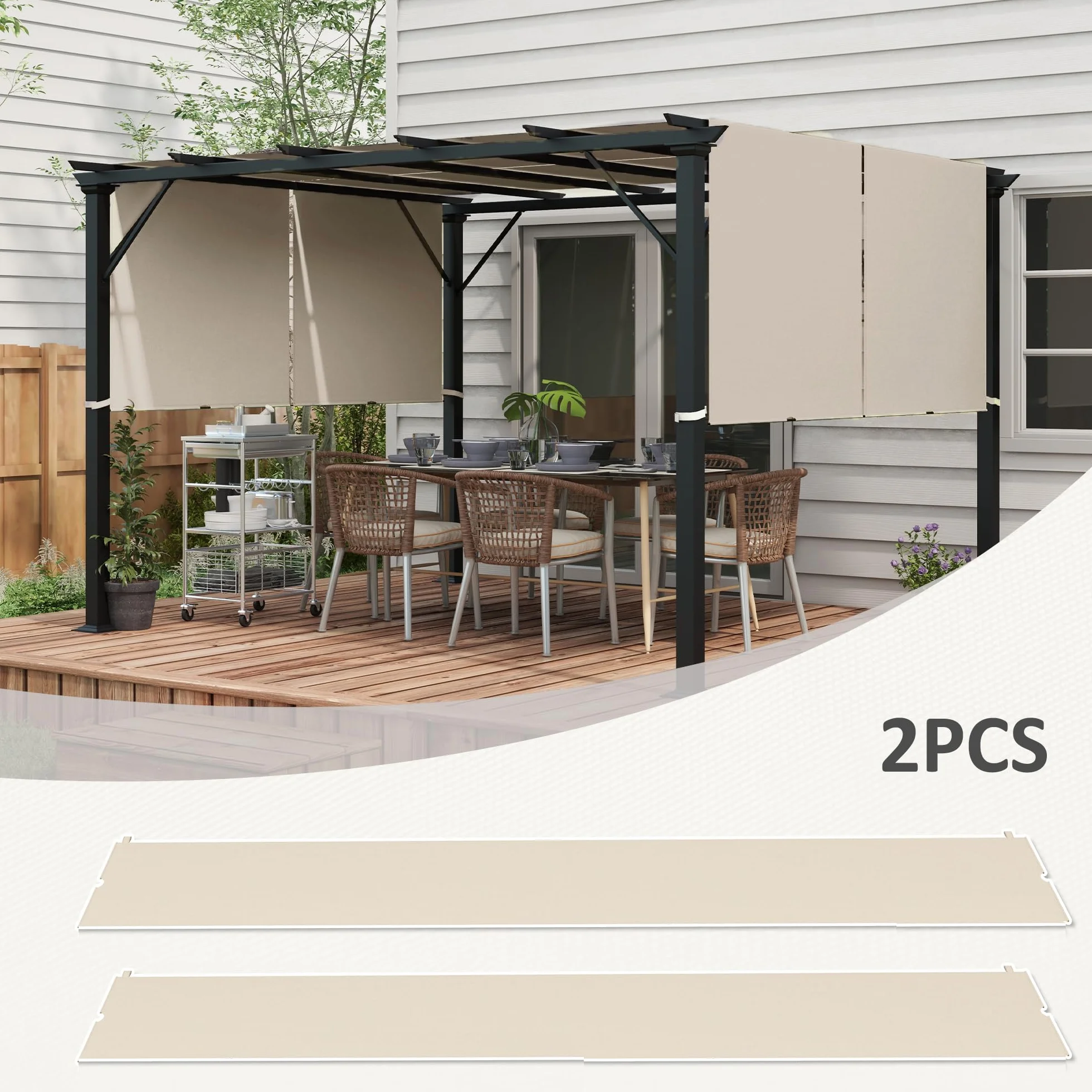 Outsunny Ersatzdach für Pergola 488 x 122 cm UV-Schutz Sonnensegel Terrassenüberdachung