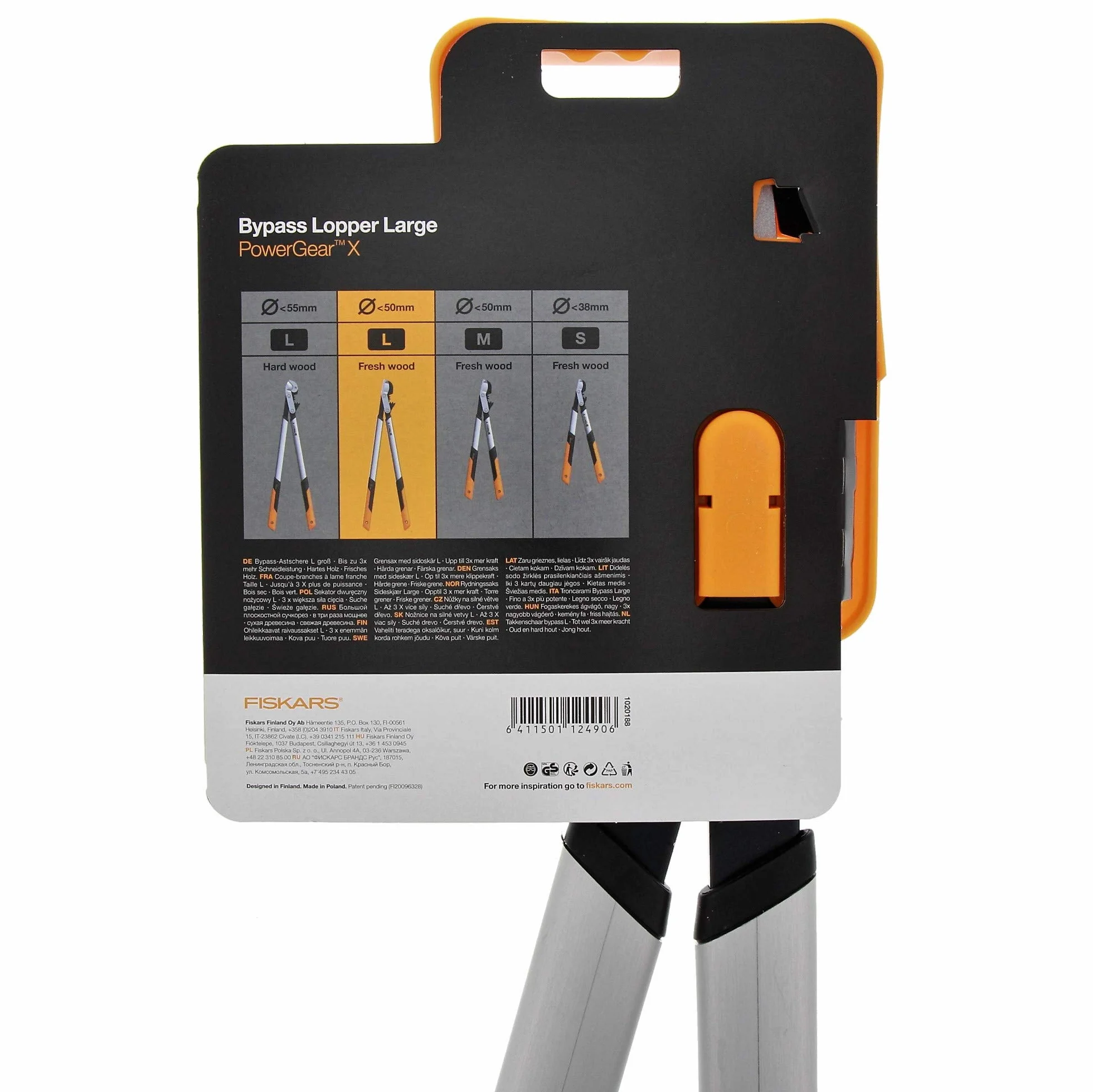 Fiskars PowerGear X Troncarami Bypass, 5 cm Ø di taglio, 80 cm, Acciaio antiaderente, Nero/Arancione