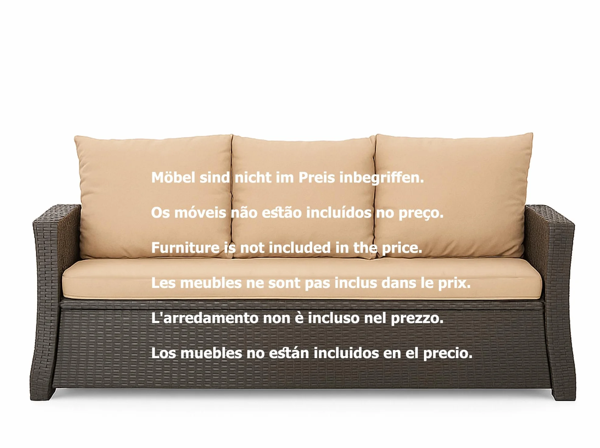 Cuscino per panchina da esterno per panca da giardino con imbottitura in polirattan - Cuscino per panca per dondolo in rattan (Beige, 110x60x50cm)