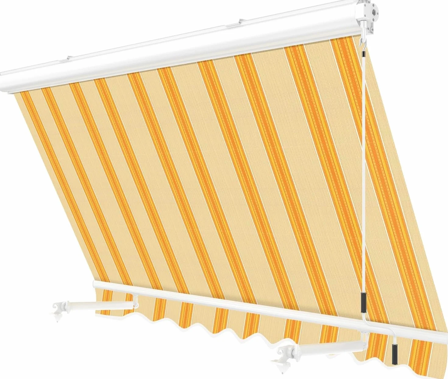 Tenda da sole Cassonata a Caduta in Alluminio Balcone Finestra Soffitto Parete Bracci Telo Poliestere 280gr/MQ Impermeabile GIALLO BEIGE L200xP250CM