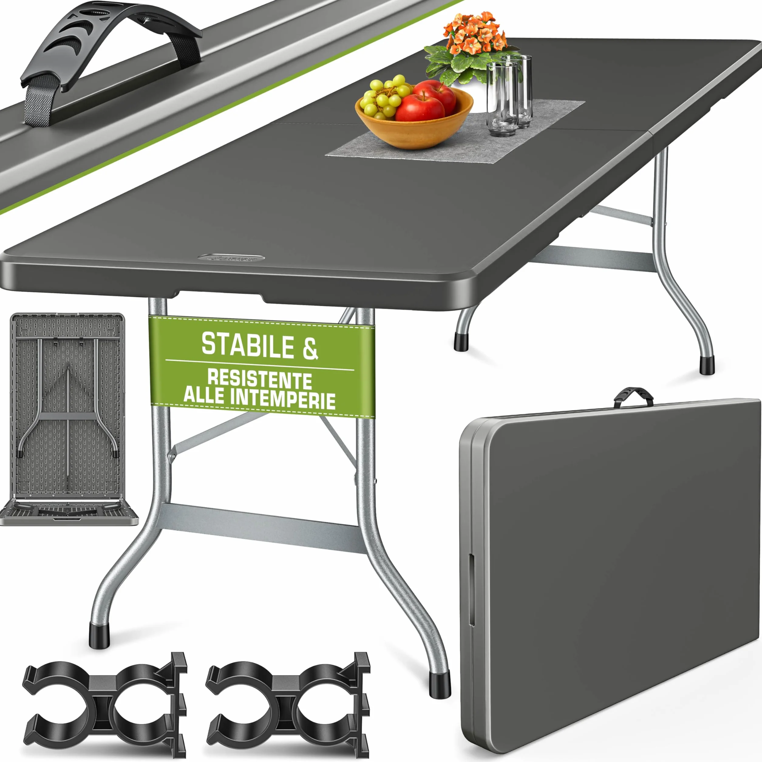 tillvex Tavolo da giardino pieghevole 180x75cm plastica
