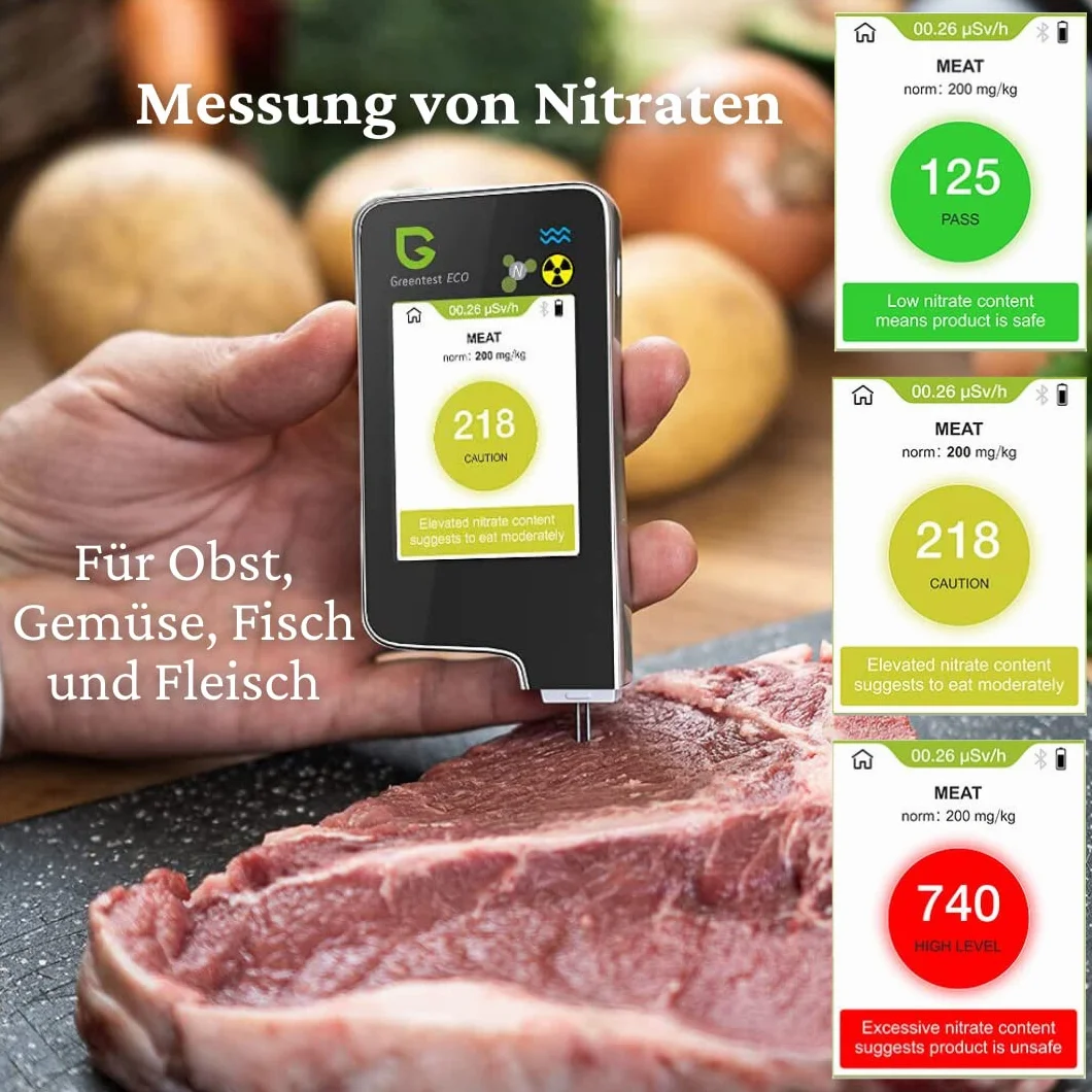 Greentest Eco 5 6in1 Rilevatore di Nitrati e Radiazioni TDS Geiger Counter Portatile (Nero)