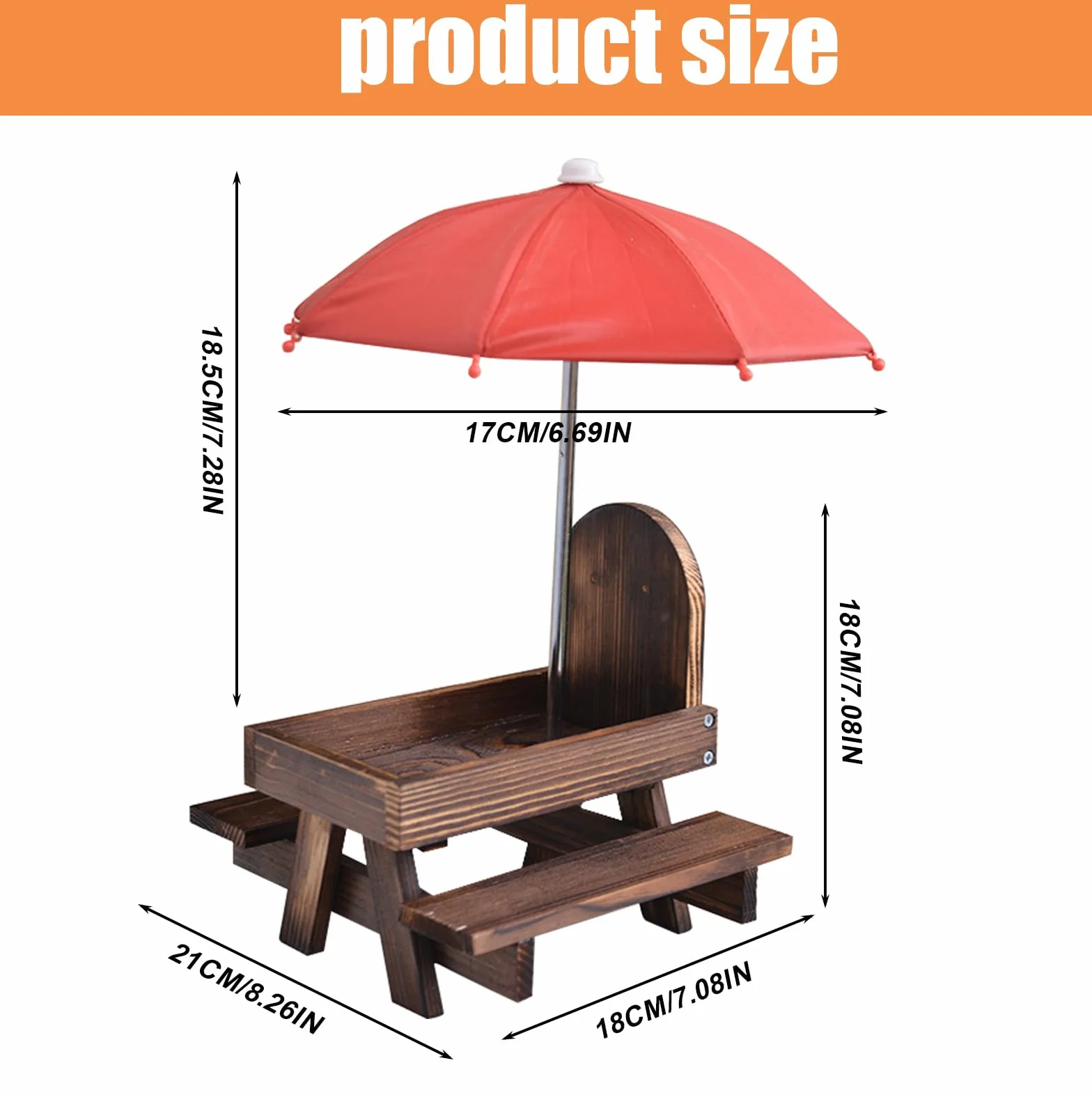 Scoiattolo casetta con ombrello: tavolo da picnic in legno con supporto per pannocchie, resistente alle intemperie, per scoiattoli Chipmunk Wildlife
