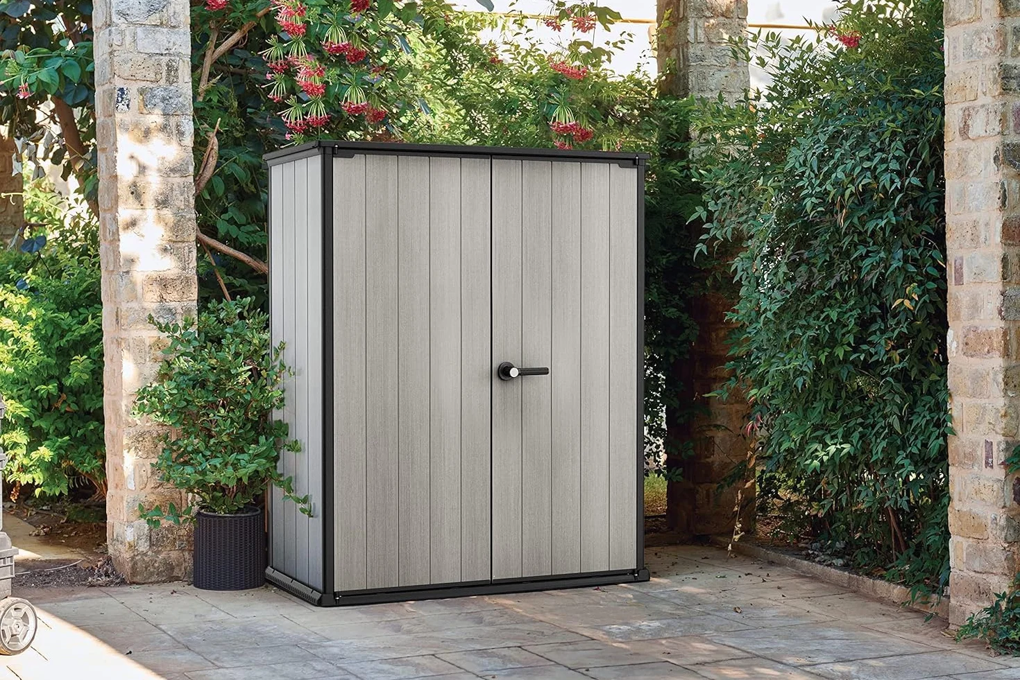 Keter Duotech High Store Plus Casetta per attrezzi da esterno, Grigio, 170.4 x 140 x 73.6 cm
