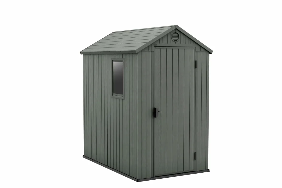 Keter Darwin 4x6 Casetta da Giardino 2 m² Verde Salvia Effetto Legno