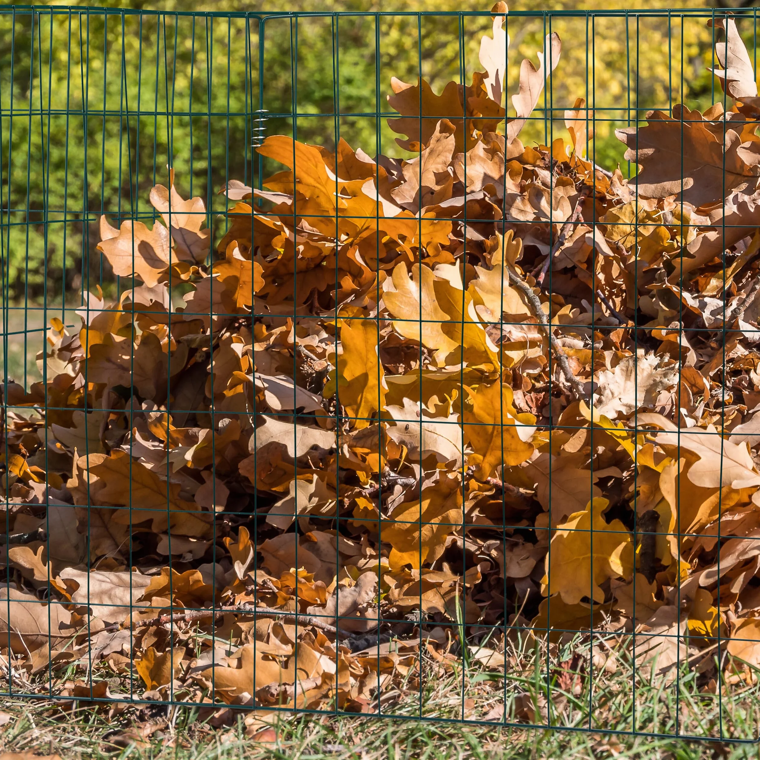 Relaxdays Compostiera in Metallo, Set da 3, per Compost da Giardino, Contenitore Grande, 560 k, Fogliame, Verde Scuro