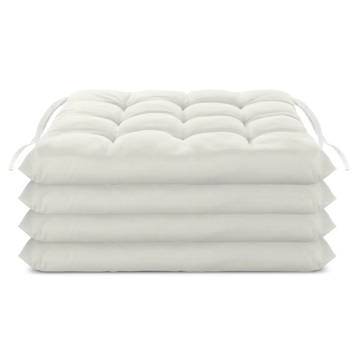Brandsseller Set di 4 Cuscino per sedia 40x40 cm Imbottito con Cinturini di Fissaggio Bianco