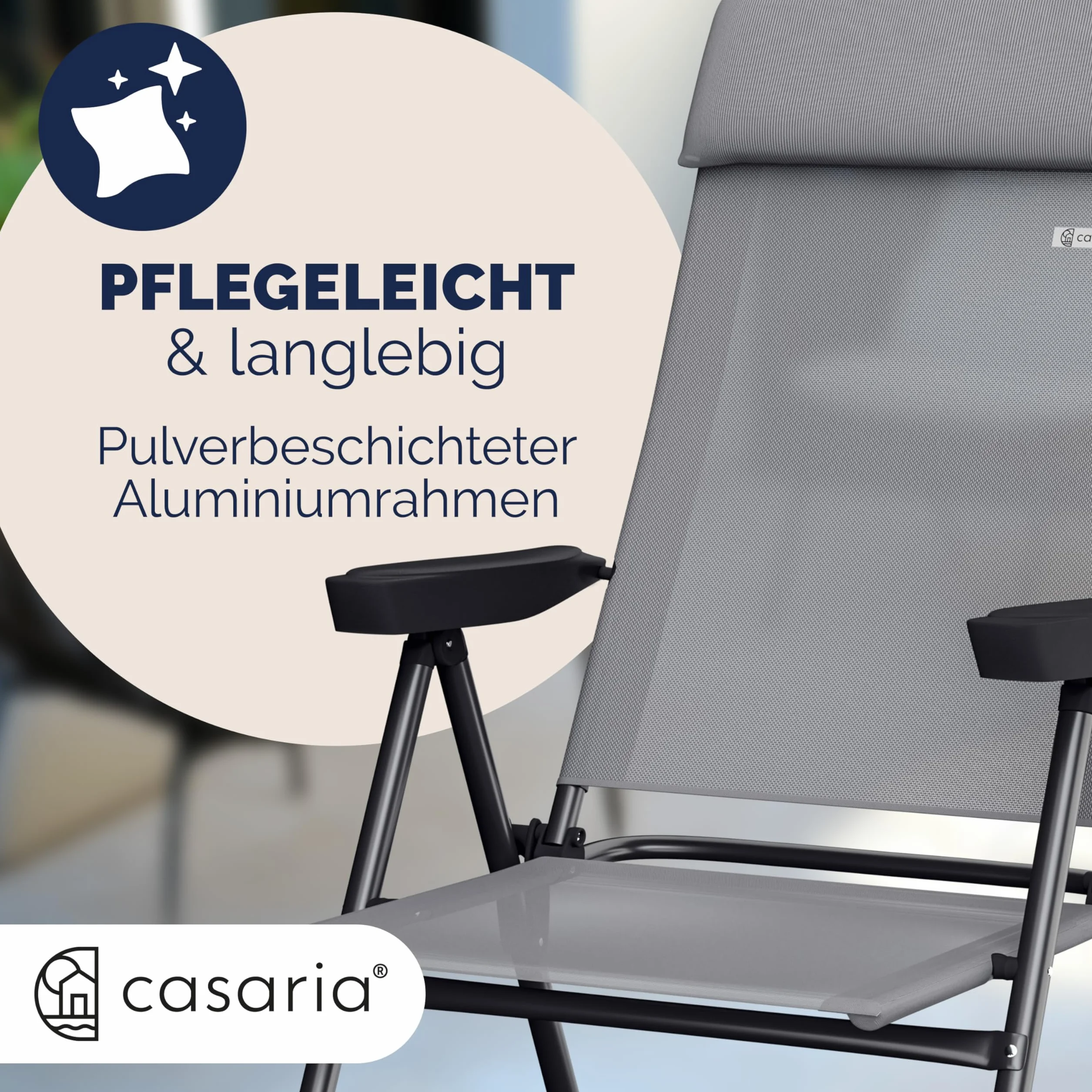 Casaria Set 2 Sedie da Giardino Pieghevoli Regolabili 7 Posizioni Alluminio