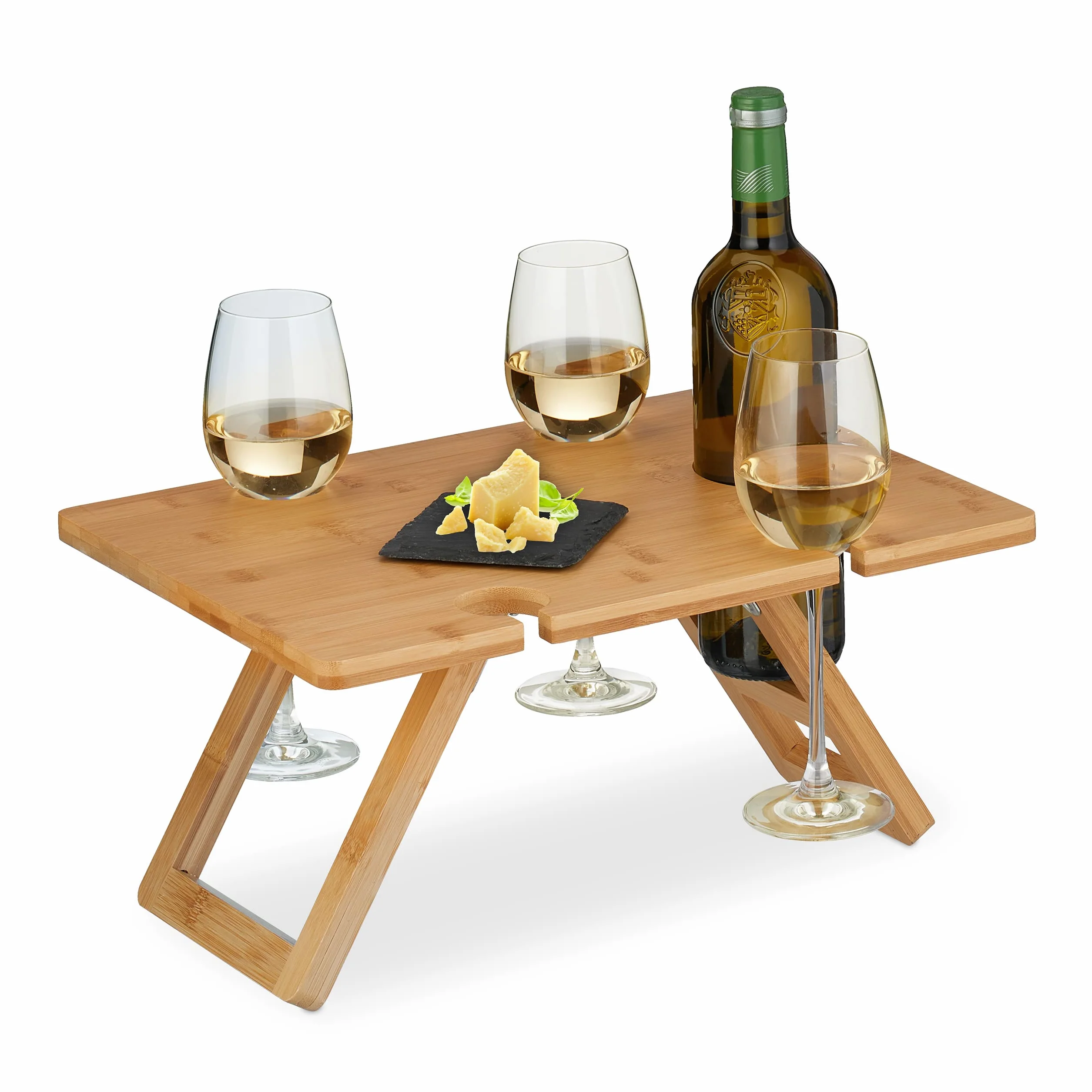 Relaxdays Tavolino Pieghevole Bambù Vassoio Letto Picnic Gambe Richiudibili 20x40x30 cm Naturale