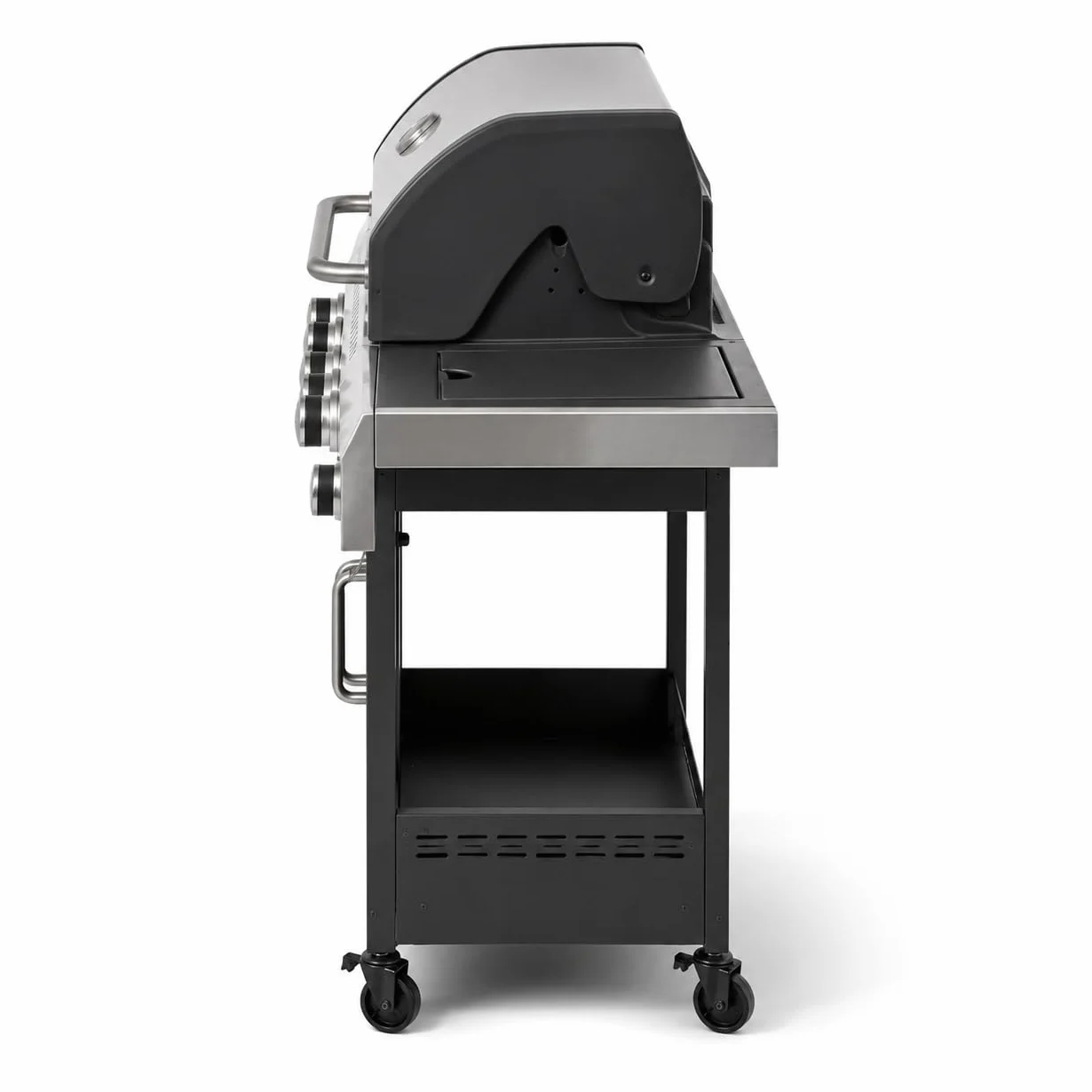 Barbecue a Gas Professionale XXL 16 kW 5 Bruciatori Acciaio Inox 304 137x50x120 cm Nero