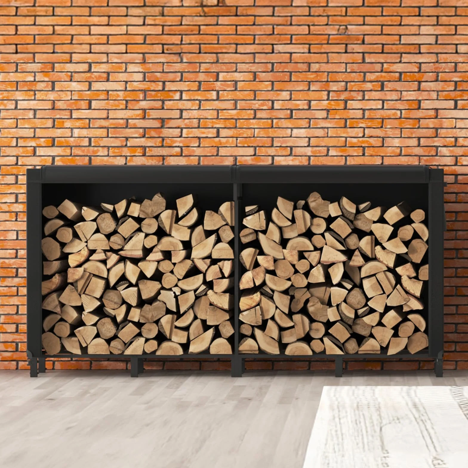 Lifewit Portalegna da Interno 243,8×58,5×122cm Porta Legnaia da Esterno con Copertura Impermeabile, Nero