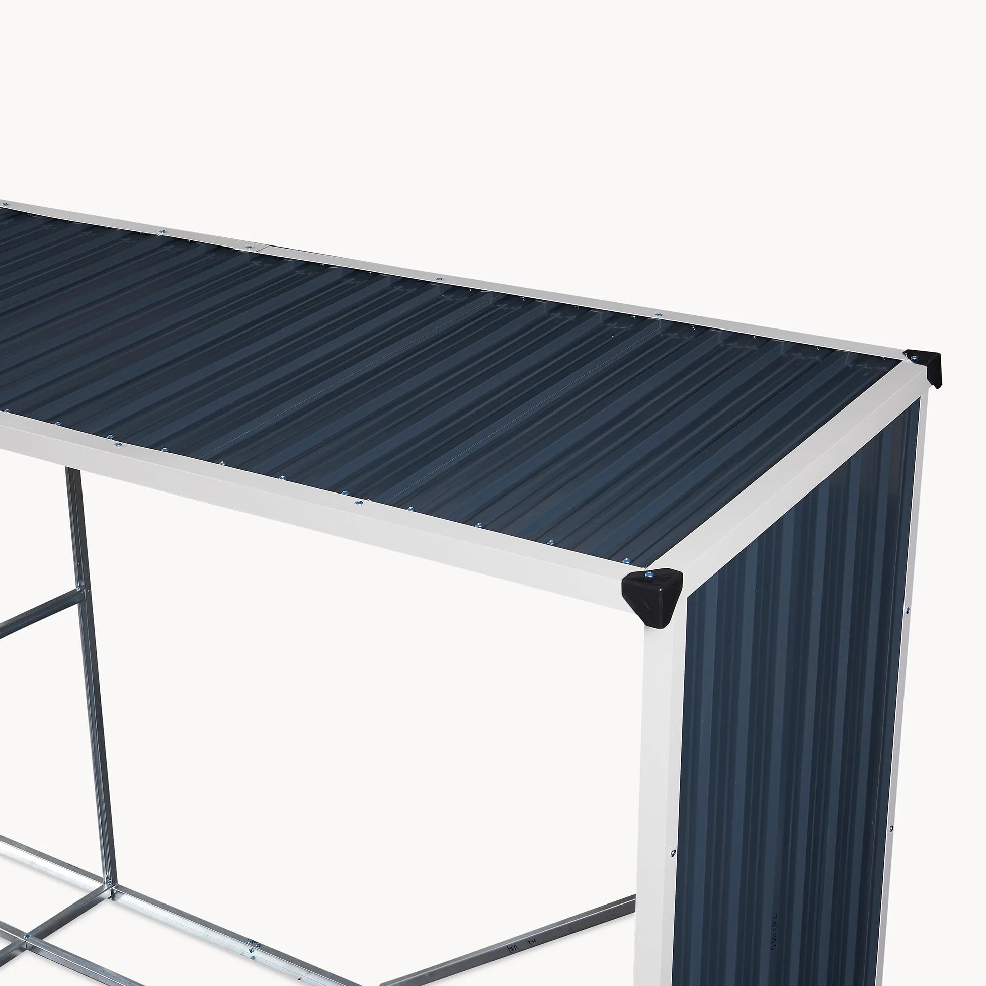 Portalegna da Esterno 352x80x152 cm Antracite Struttura in Acciaio Tettuccio Deposito Legna da Ardere