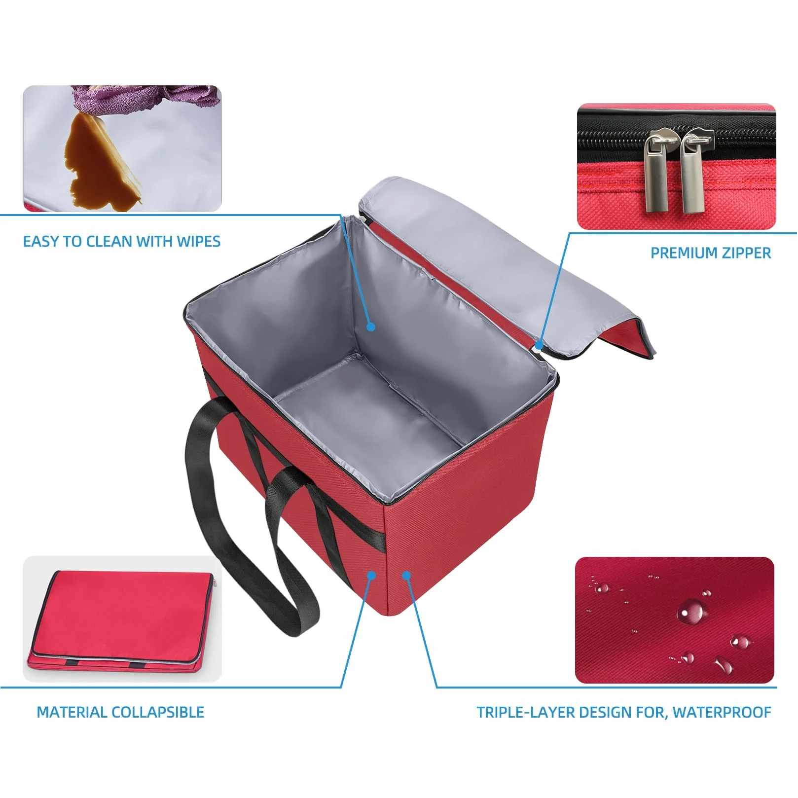 Borsa Frigo Pieghevole Grande 38 Litri Termica Isolata, Contiene 20 kg, per Spesa Picnic Viaggi