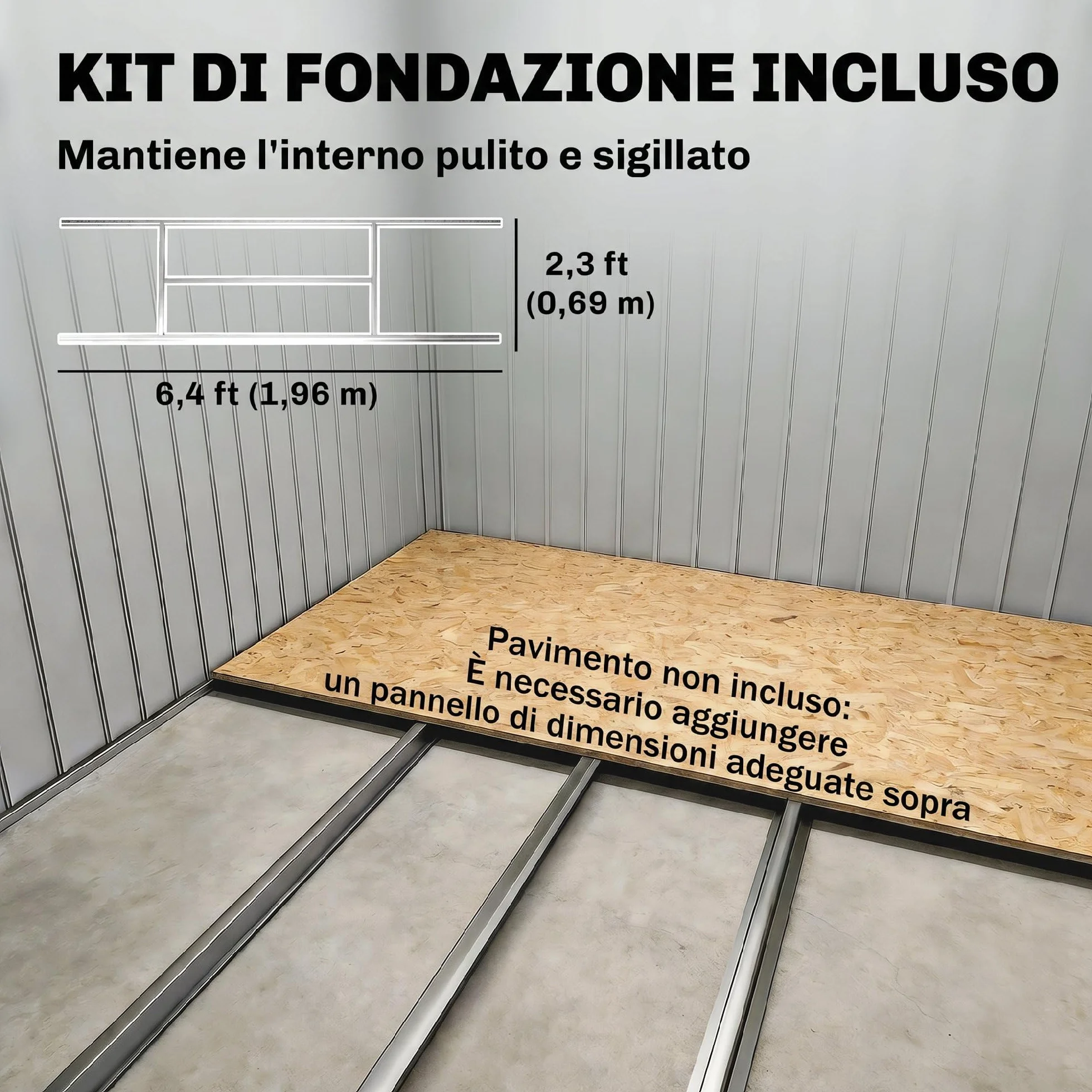Outsunny Casetta da Giardino 2.5m² Acciaio Zincato con Basamento 213x130x185 cm Bianco Argentato