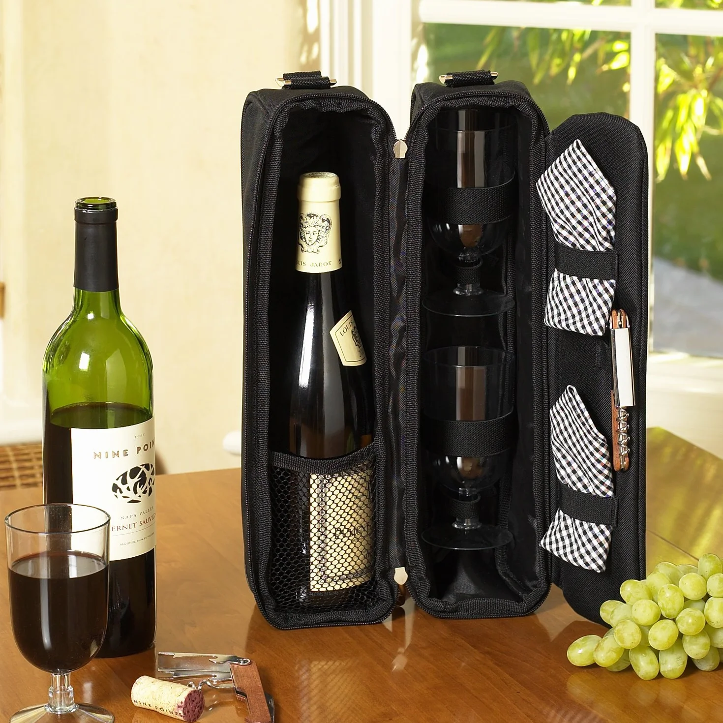 Borsa Termica da Picnic Ascot con 2 Bicchieri da Vino e Cavatappi