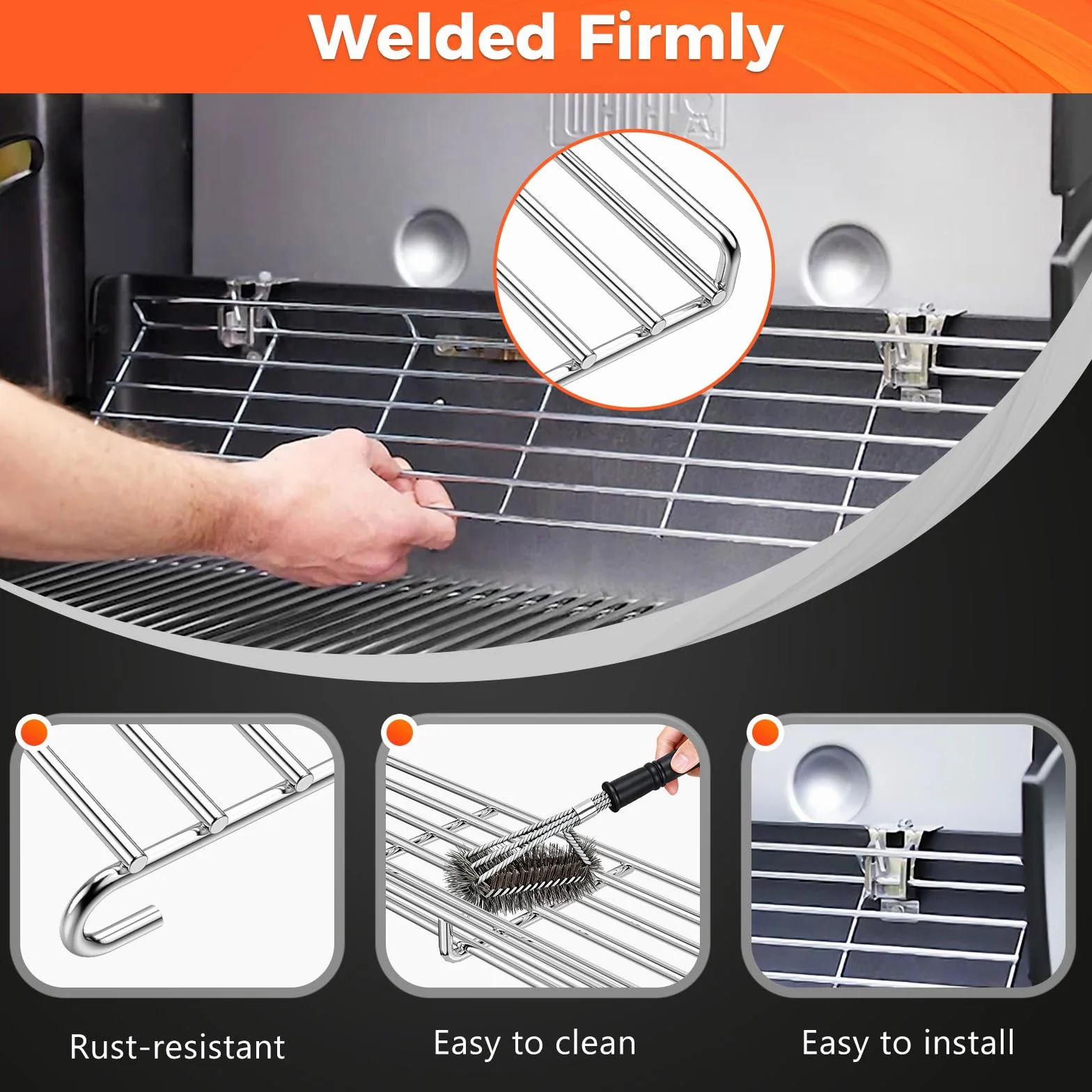 QuliMetal Griglia riscaldante in acciaio inox per griglie Weber Genesis II serie 300 (E-310/E-315/E-330/E-335/S-310/S-335) - Ricambio per Weber 66044