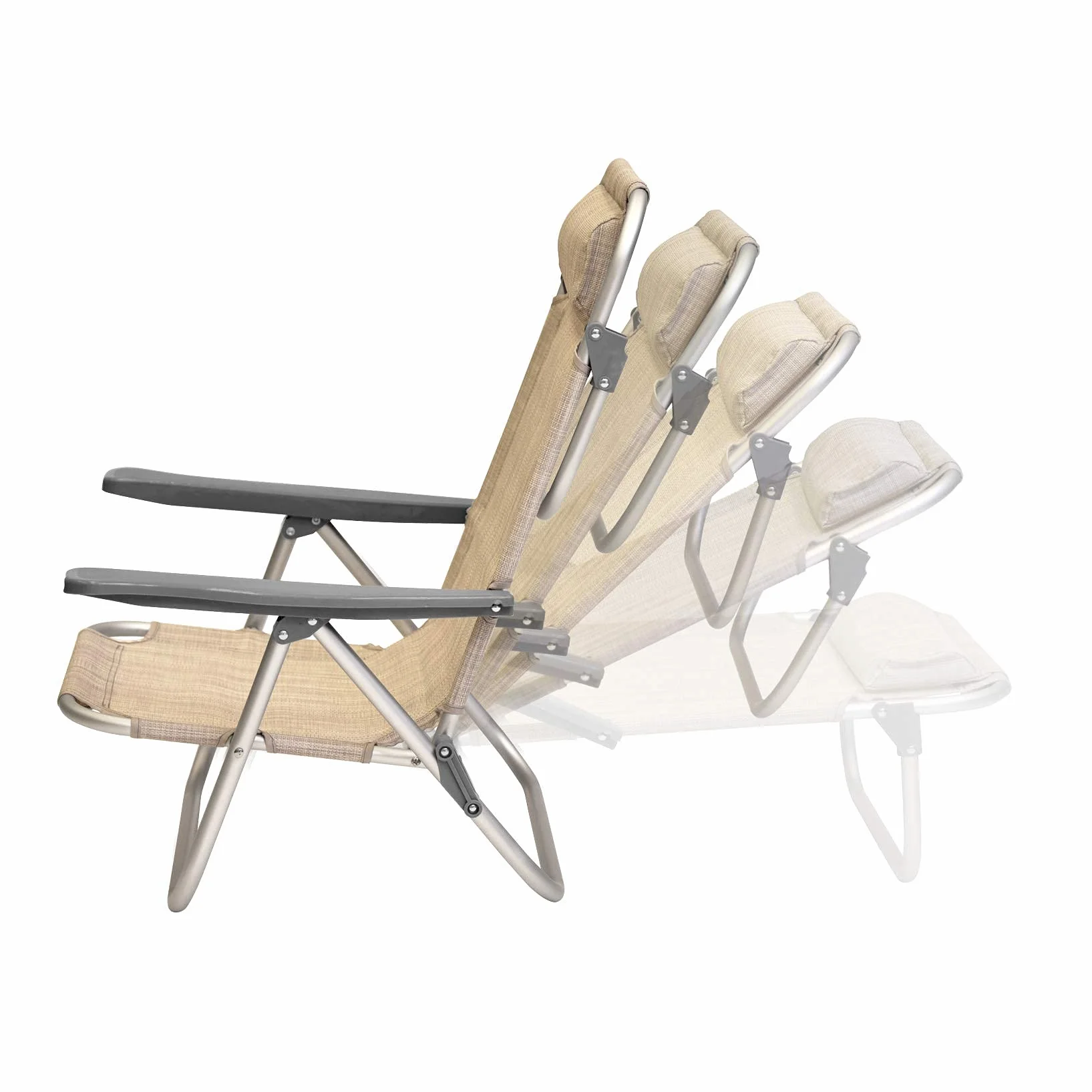 XONE Sedie Sdraio Ribaltabili Pieghevoli Alluminio Textilene Beige Melange 48,5x60x80 cm 2 pz