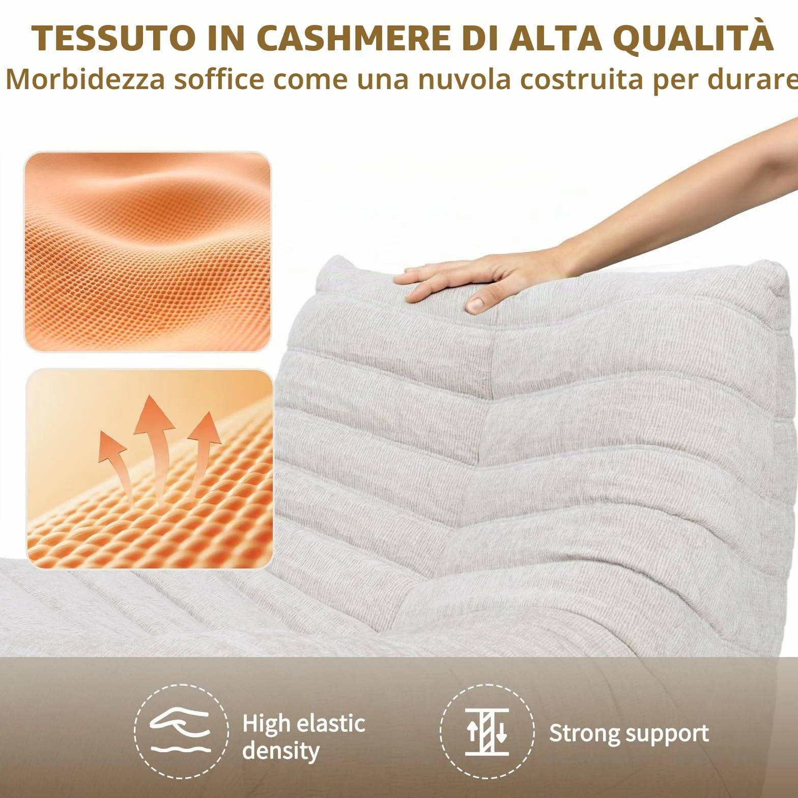HealthRelife Bean Bag Togo Style Memory Foam Floor Sofa Beige