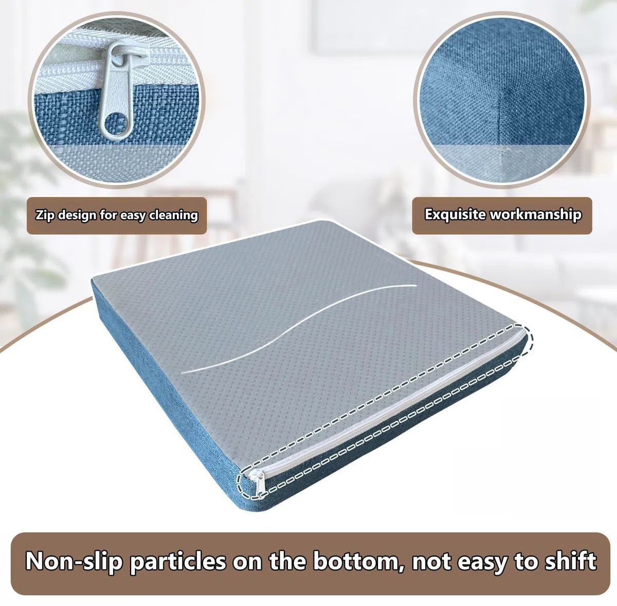 Cuscino Quadrato da Pavimento Memory Foam Antiscivolo Sfoderabili 55x55x15cm Interno Esterno