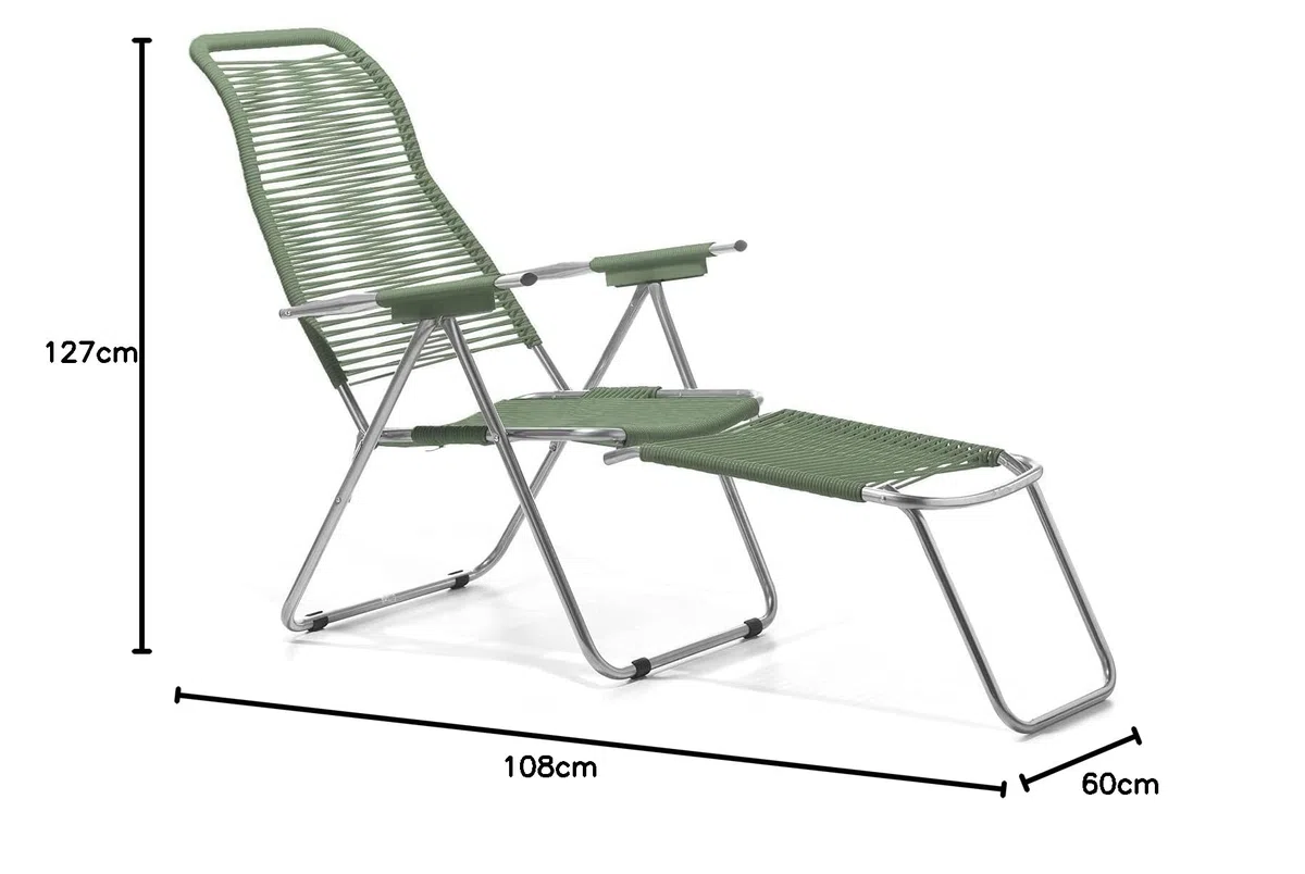Fiam Spaghetti Poltrona Relax Cordonata Da Esterno Telaio Alluminio PVC Sage Green