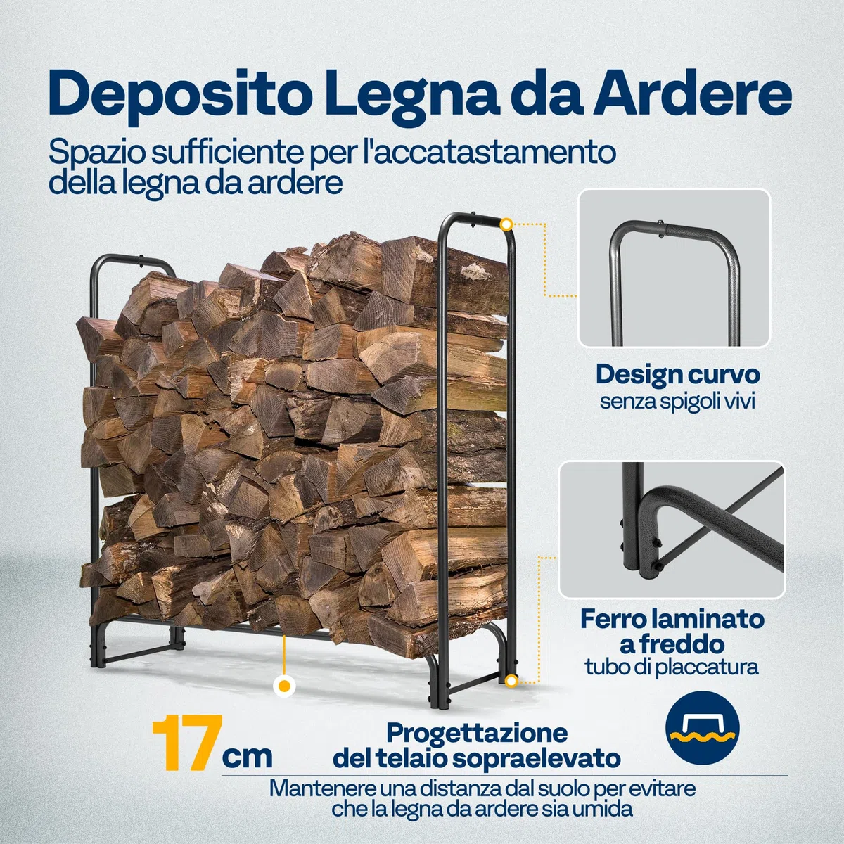 VIVOHOME Legnaia da Esterno 153×35×123cm Copertura Impermeabile Oxford Metallo